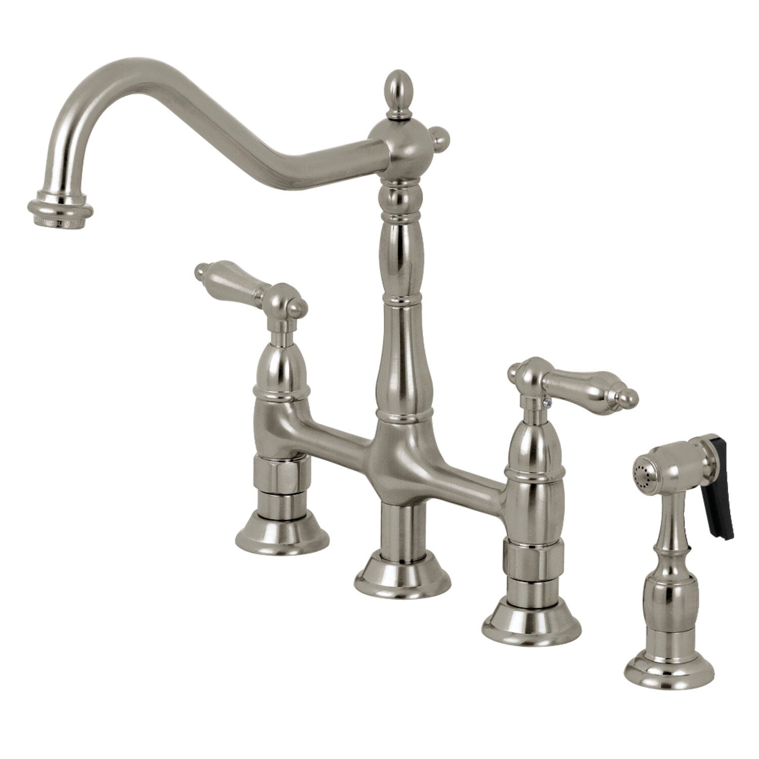 Robinet de cuisine Heritage Bridge avec douchette en laiton