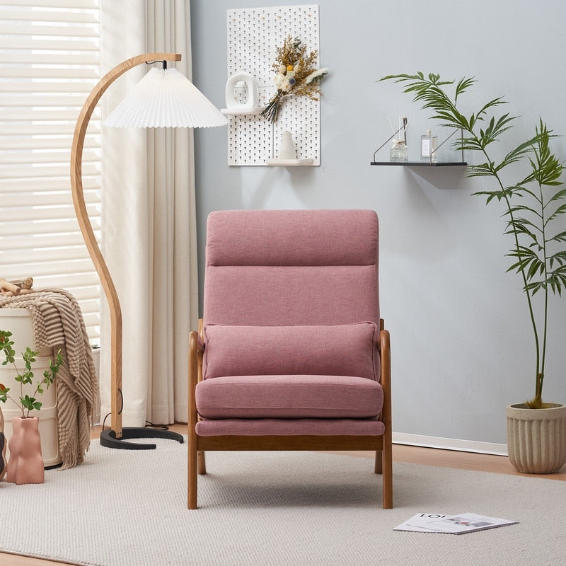 Chaise de loisirs à dossier haut en bois massif avec accoudoirs et dossier Chaise d'appoint