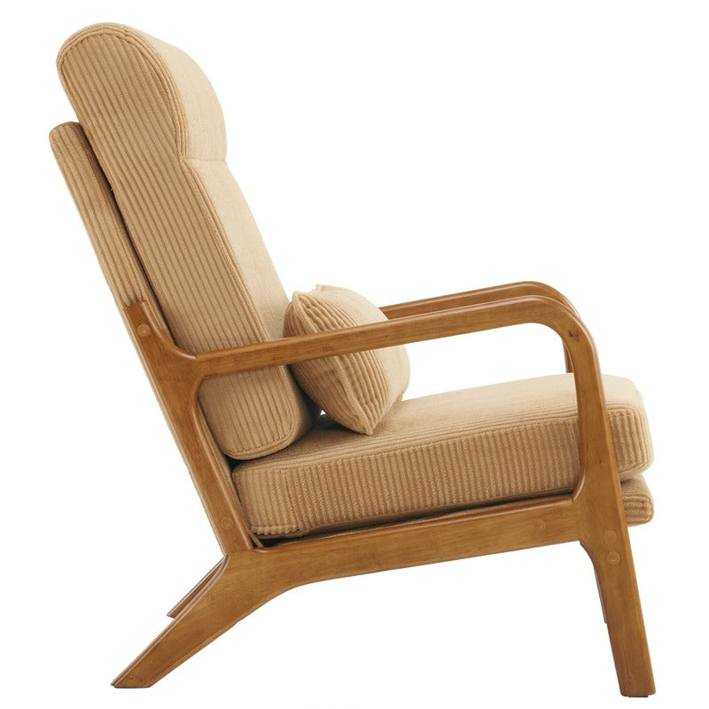 Chaise de loisirs à dossier haut en bois massif avec accoudoirs et dossier Chaise d'appoint