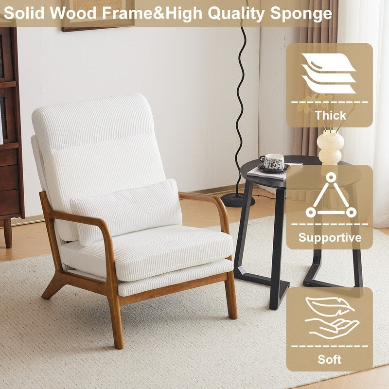 Chaise de loisirs à dossier haut en bois massif avec accoudoirs et dossier Chaise d'appoint