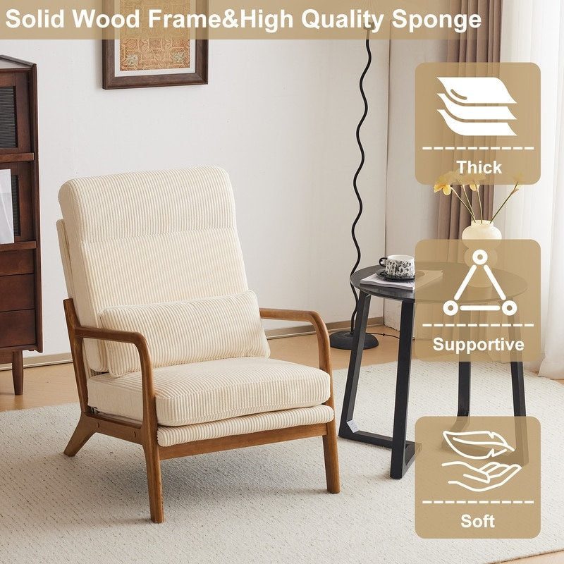 Chaise de loisirs à dossier haut en bois massif avec accoudoirs et dossier Chaise d'appoint