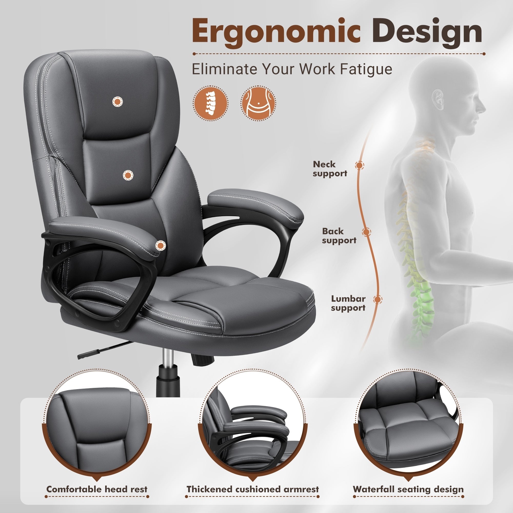 Chaise de bureau ergonomique Homall à dossier haut