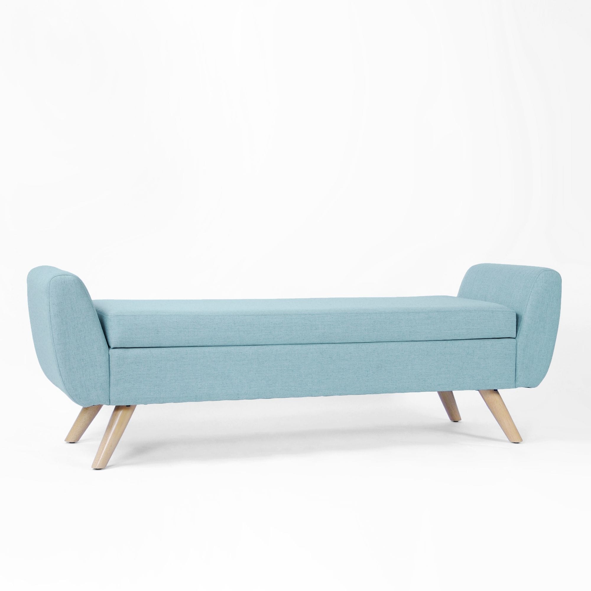 Banc de rangement moderne en sherpa avec pieds en bois HomePop