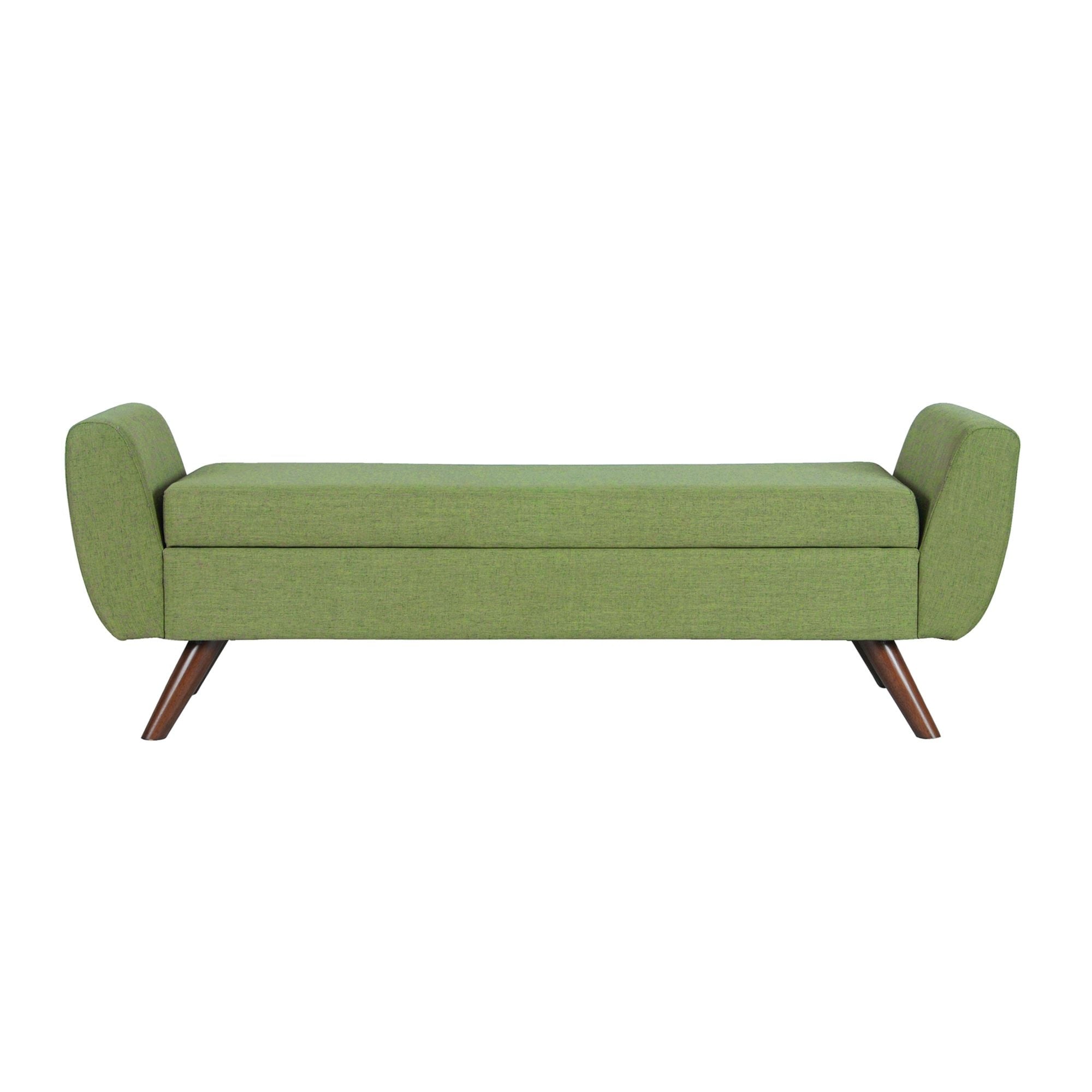 Banc de rangement moderne en sherpa avec pieds en bois HomePop
