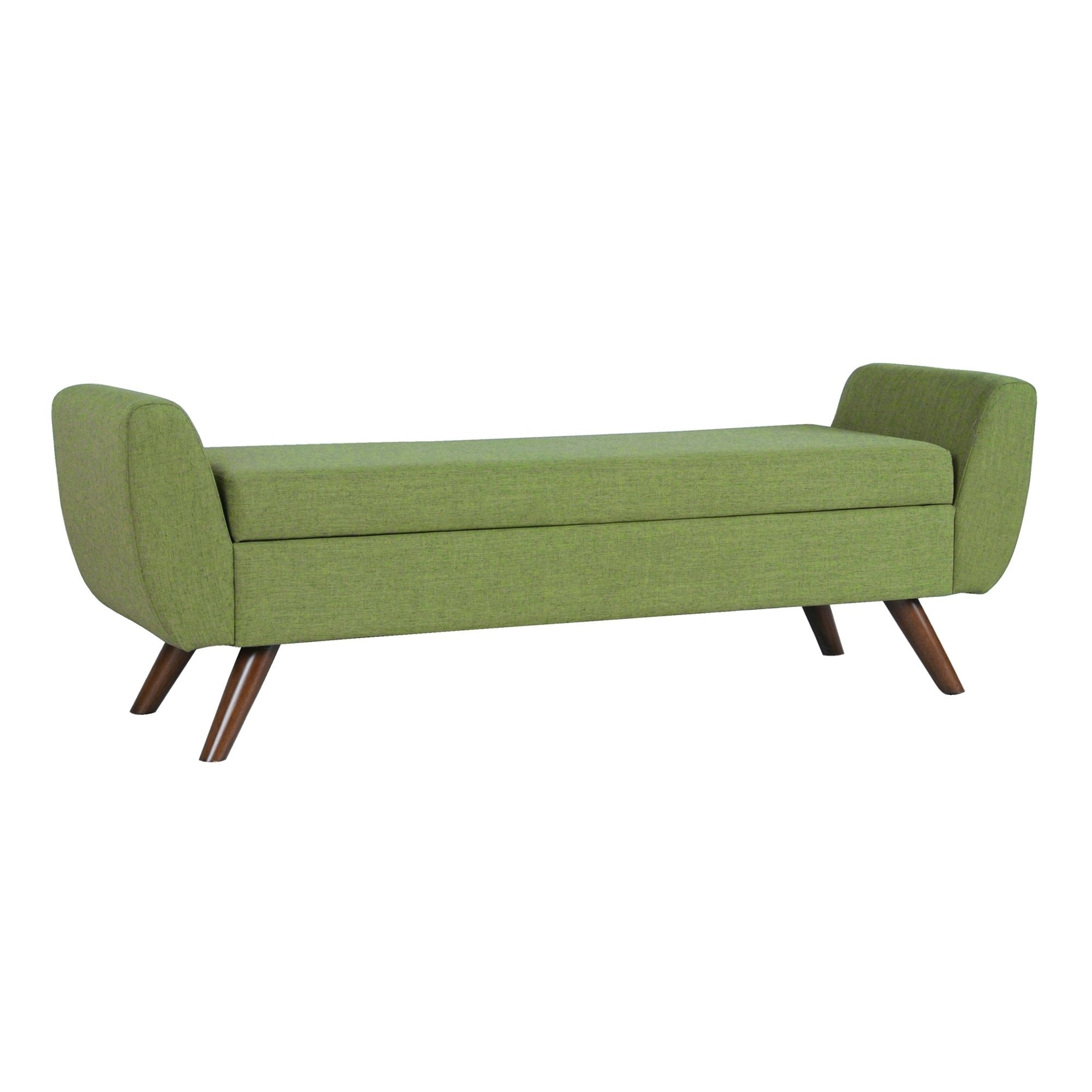 Banc de rangement moderne en sherpa avec pieds en bois HomePop