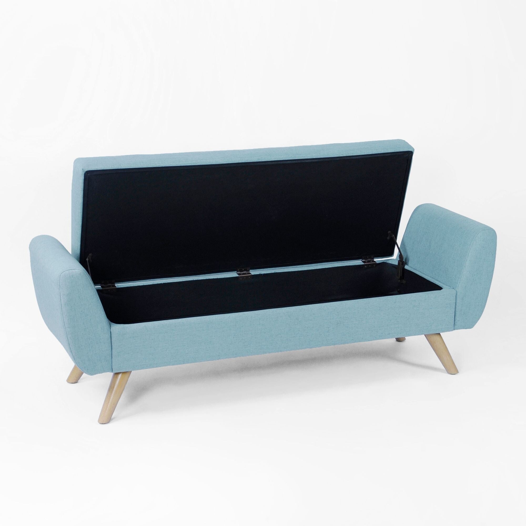 Banc de rangement moderne en sherpa avec pieds en bois HomePop