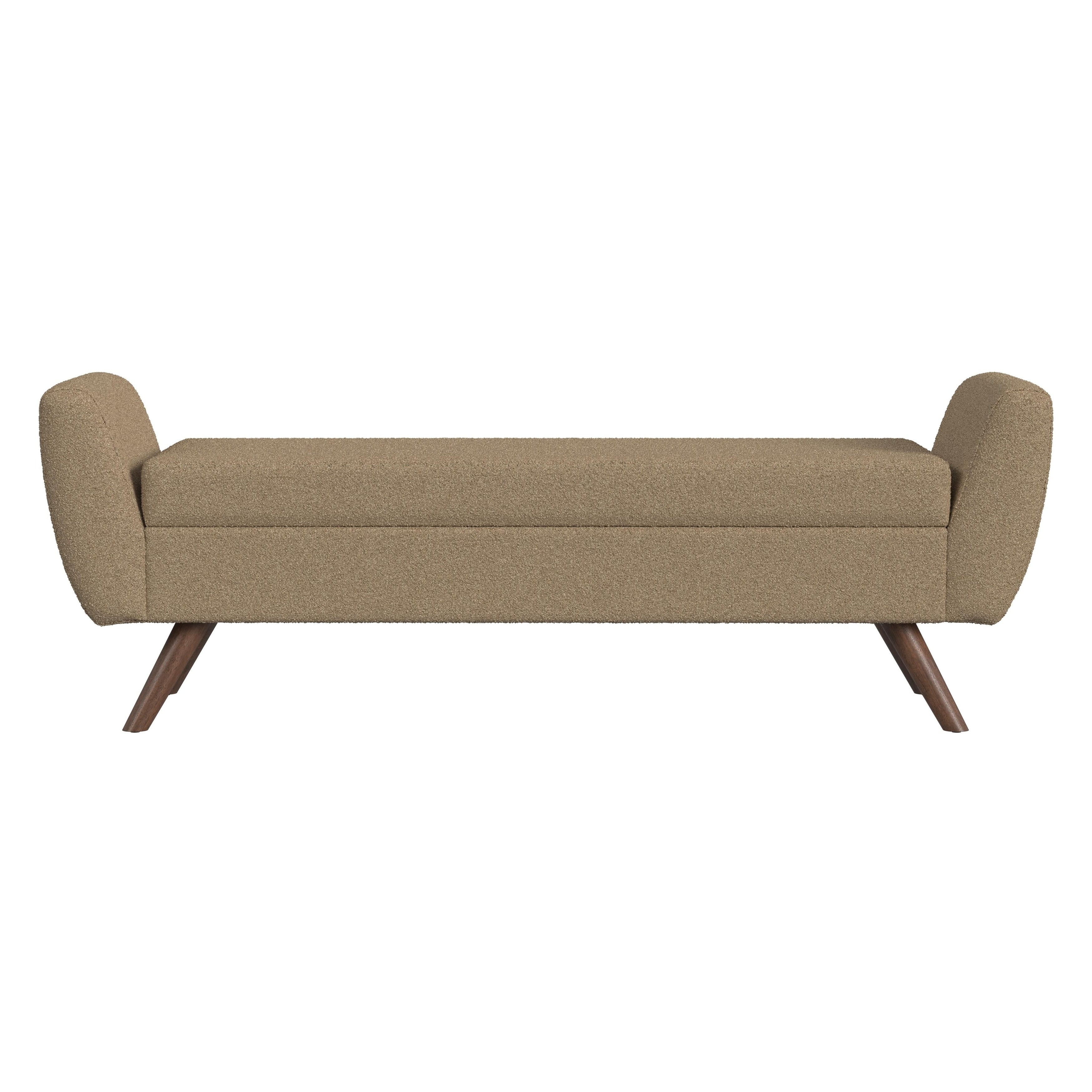 Banc de rangement moderne en sherpa avec pieds en bois HomePop