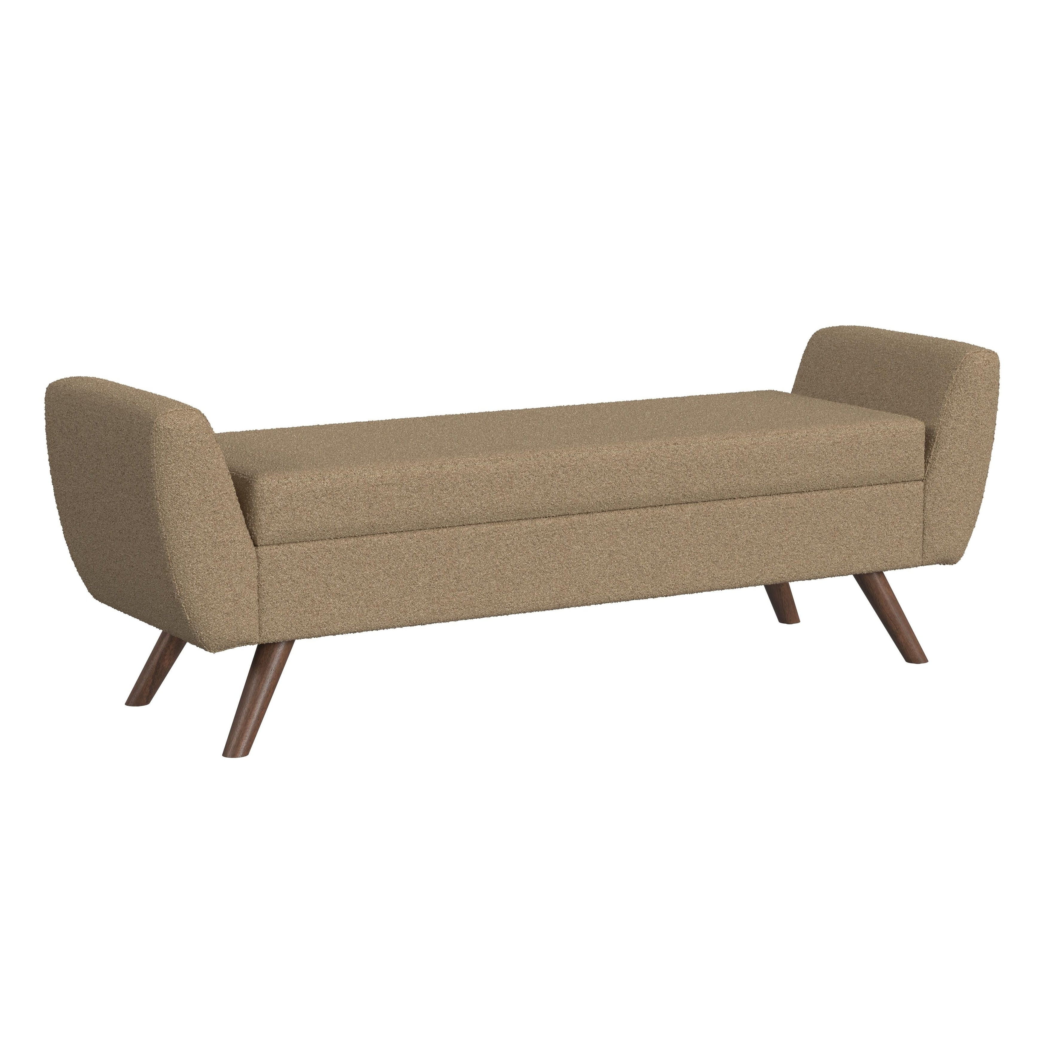 Banc de rangement moderne en sherpa avec pieds en bois HomePop