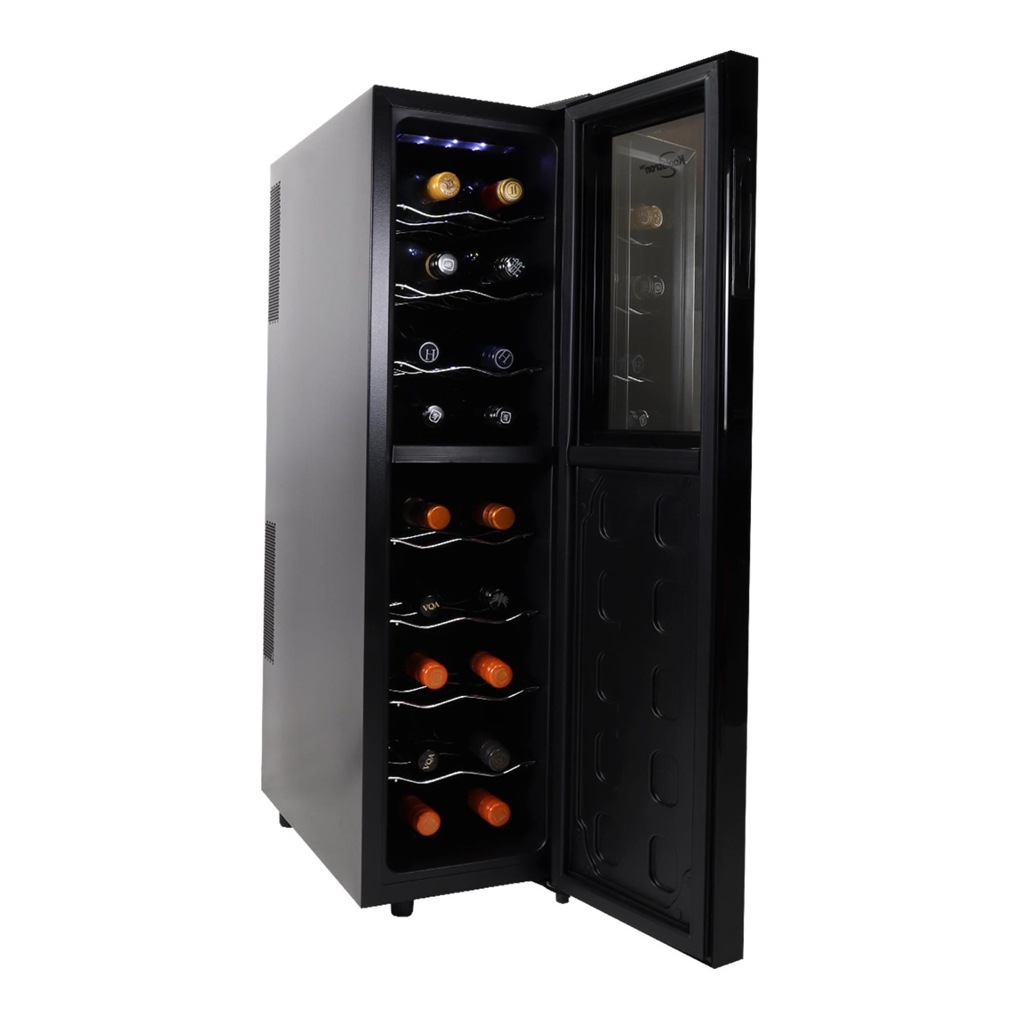 Réfrigérateur à vin autonome Koolatron Slim à deux zones pour 18 bouteilles