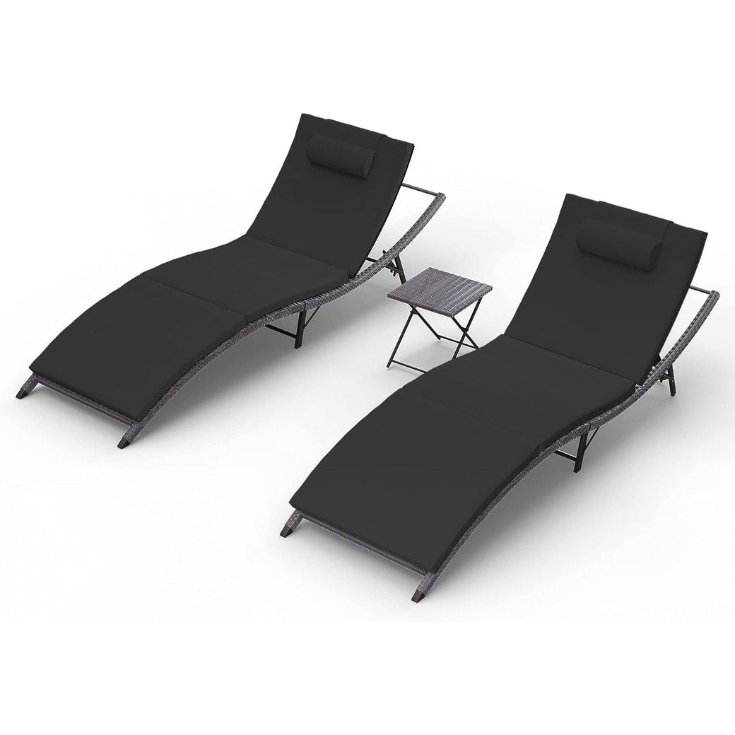 Ensemble de chaises longues d'extérieur 3 pièces Kullavik