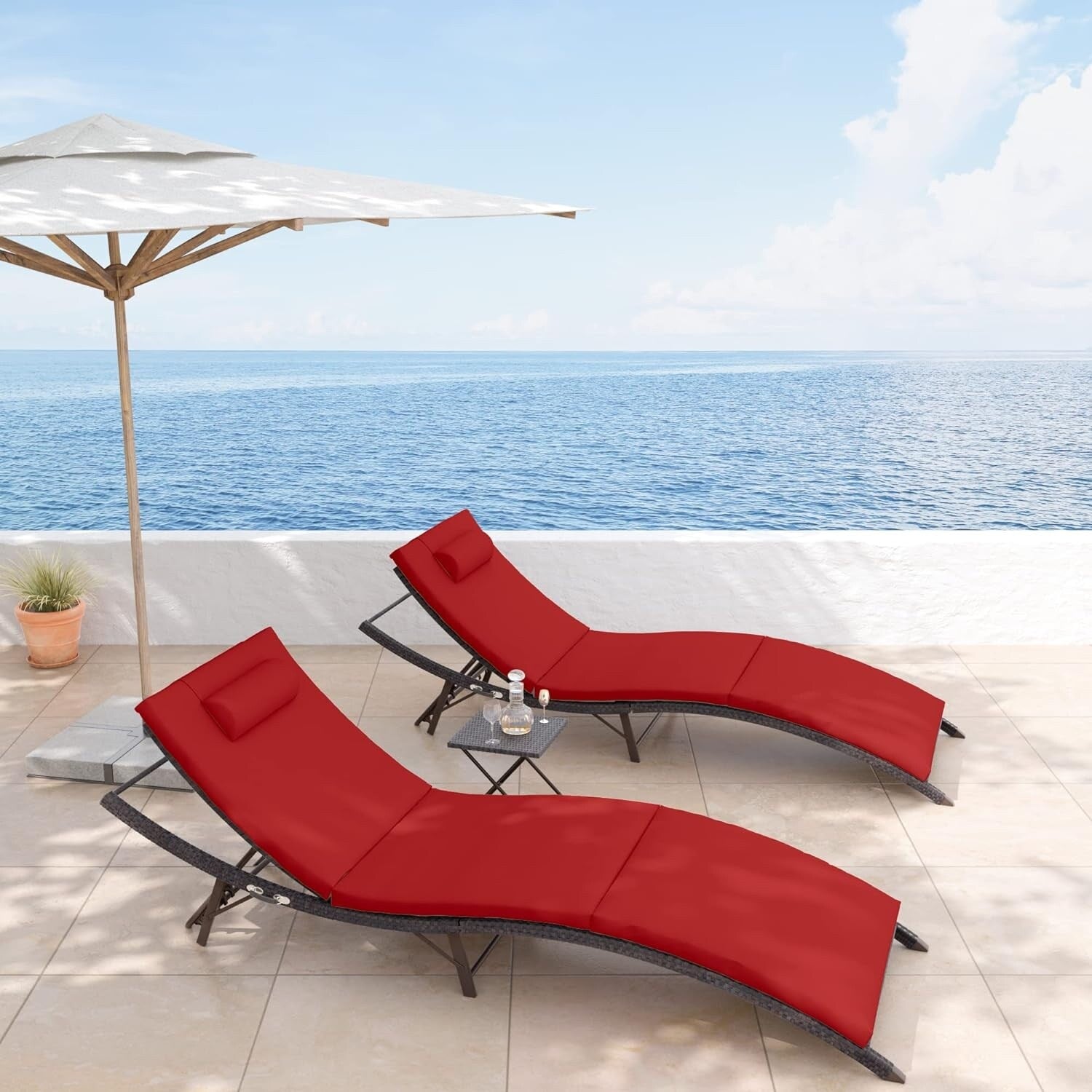 Ensemble de chaises longues d'extérieur 3 pièces Kullavik