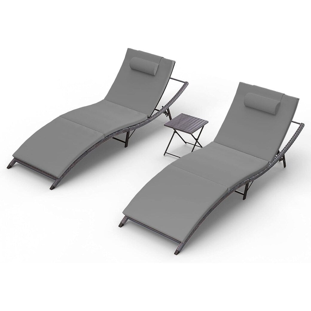 Ensemble de chaises longues d'extérieur 3 pièces Kullavik