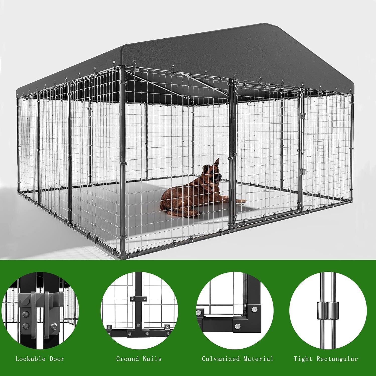 Grande niche d'extérieur pour chien (l 118 x P 118 x H 70), cage robuste avec toit étanche.