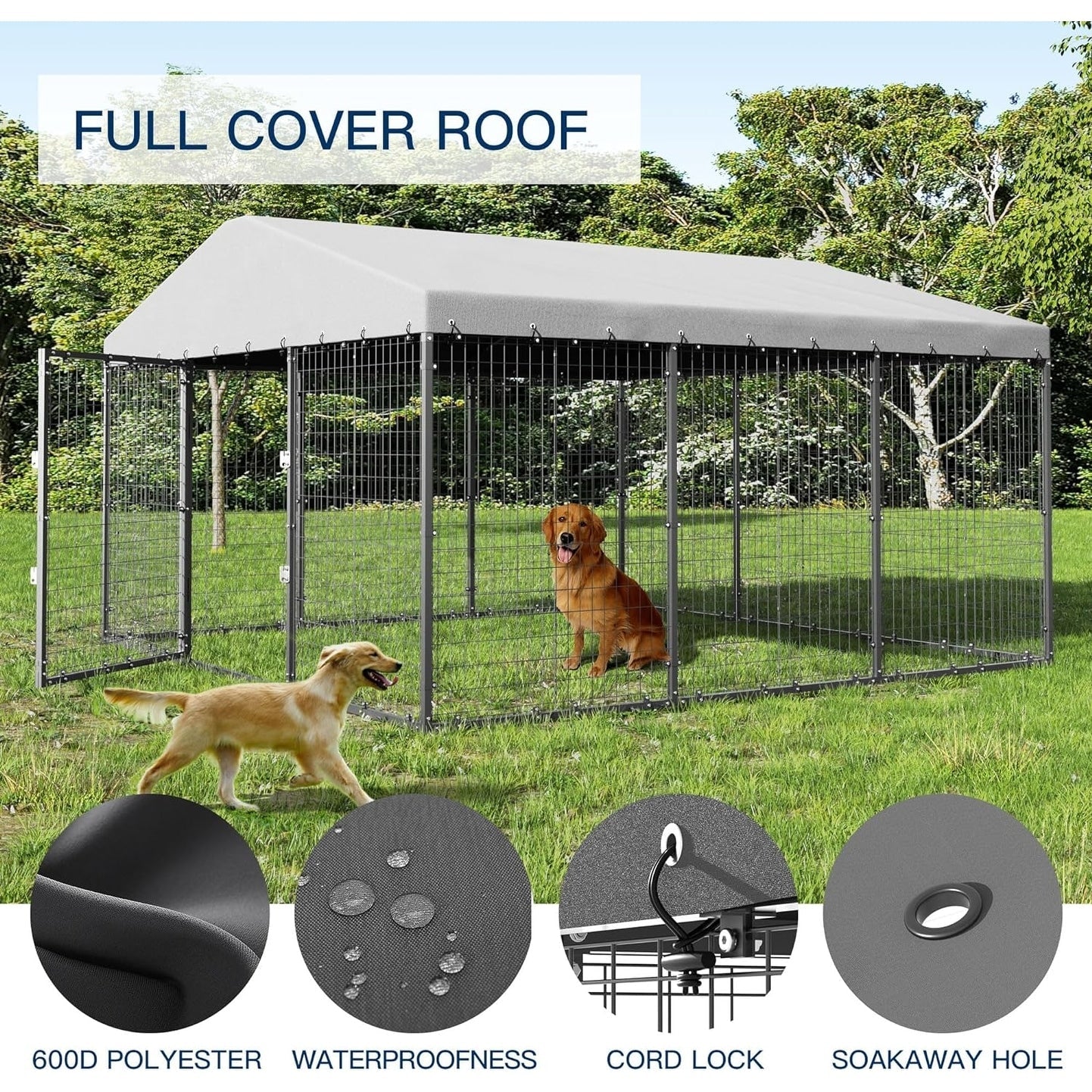 Grande niche d'extérieur pour chien (l 118 x P 118 x H 70), cage robuste avec toit étanche.