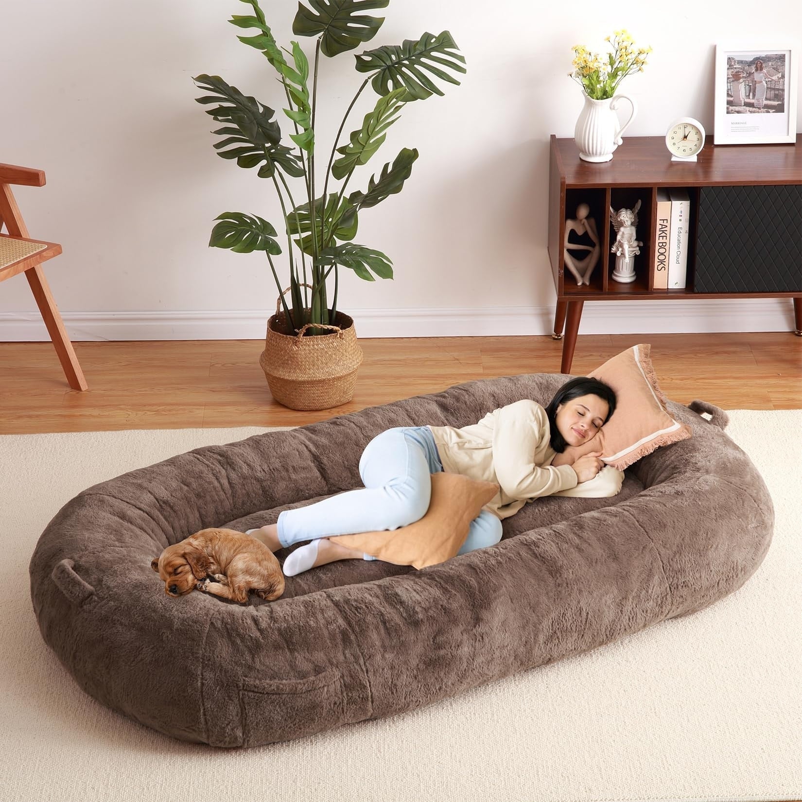 Grand panier pour chien lavable, taille humaine, avec housse amovible