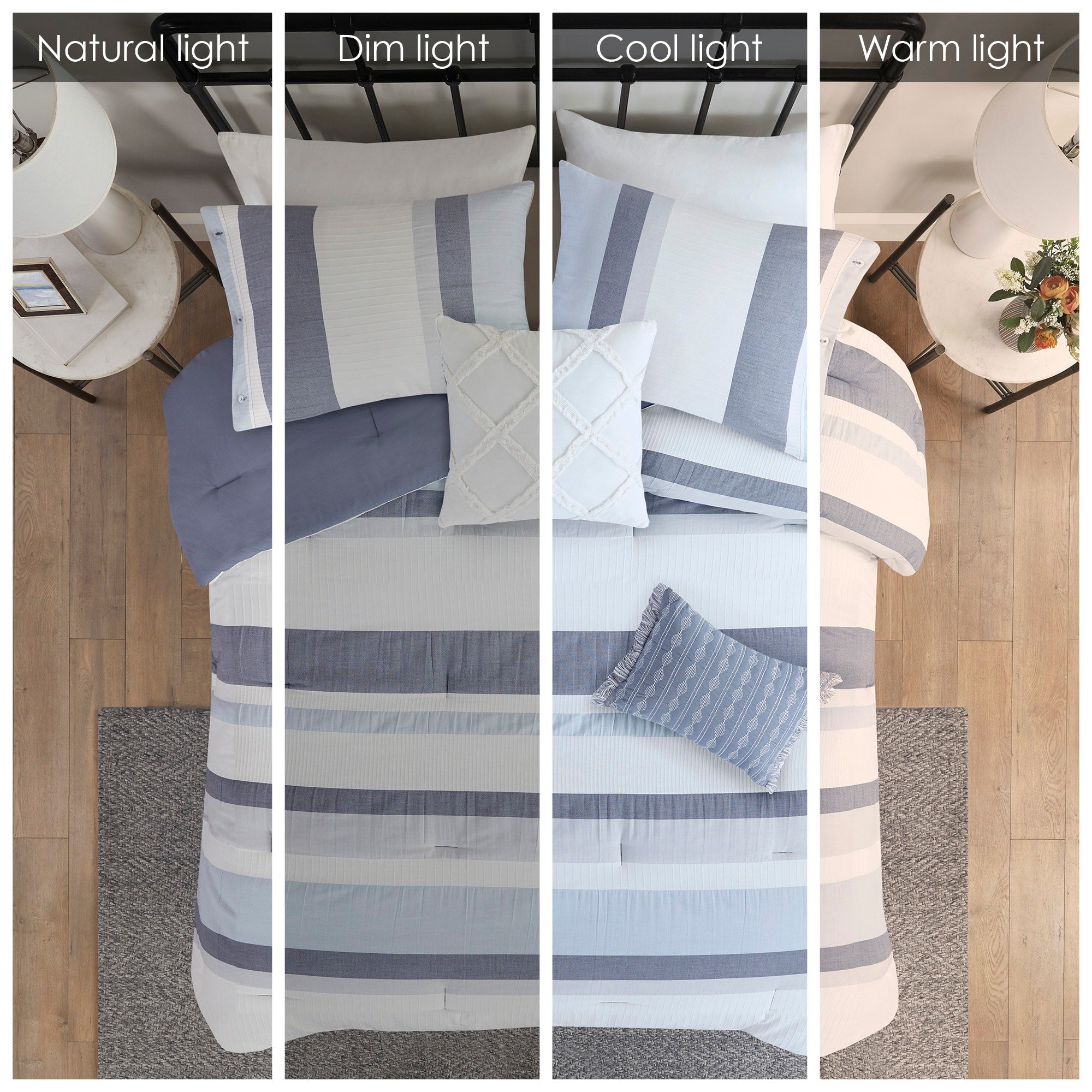 Madison Park Levi Blue/ Natural 5 Piece Jacquard Comforter Set