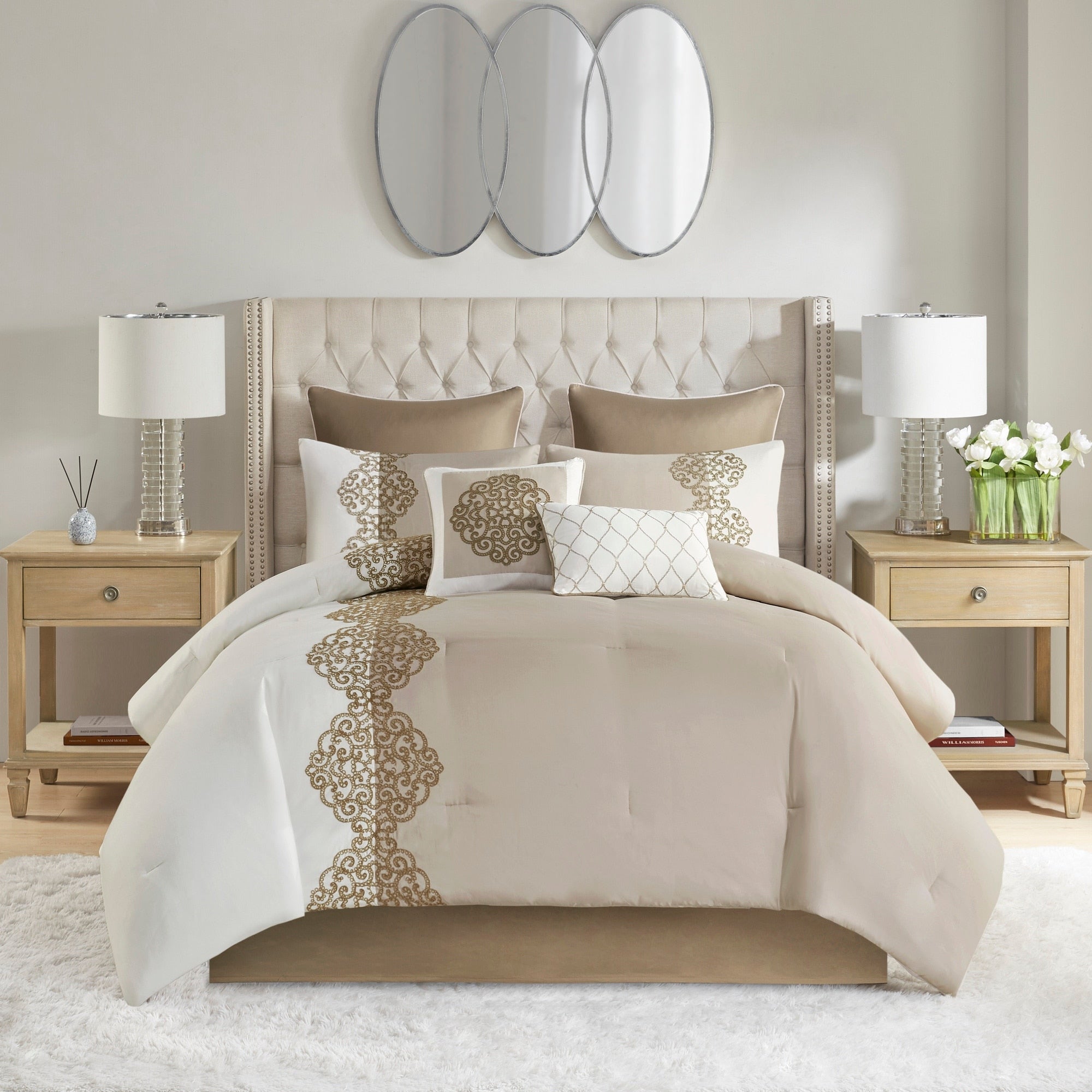 Madison Park Vera 8 Piece Embroidered Microfiber Comforter Set