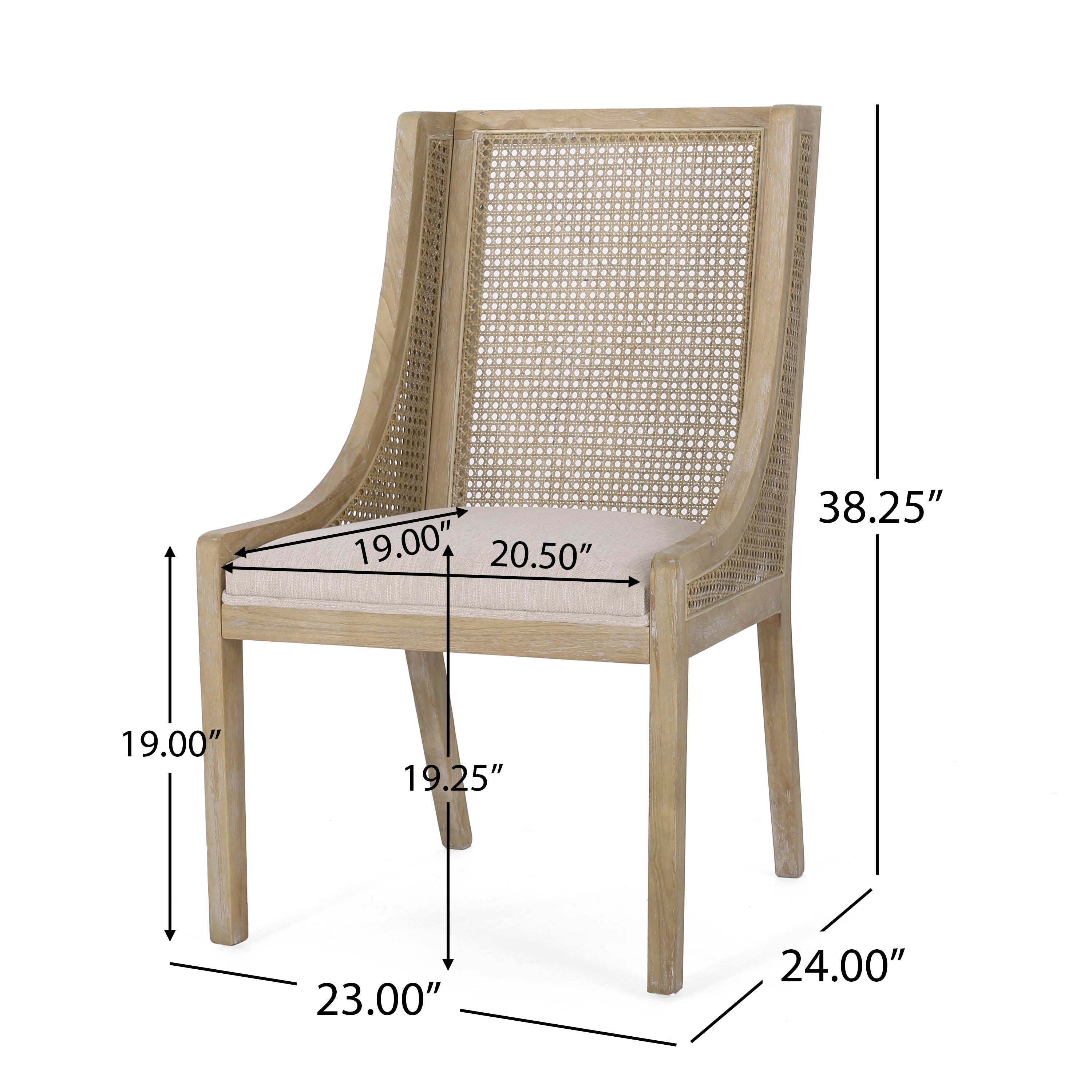 Chaises de salle à manger rembourrées en rotin et bois Maurers (lot de 2) par Christopher Knight Home