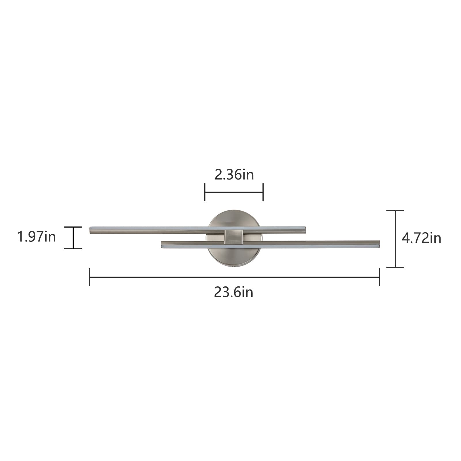 Minimalist 2-Light Dimmable LED Vanity Light Linear Metal Wall Sconce