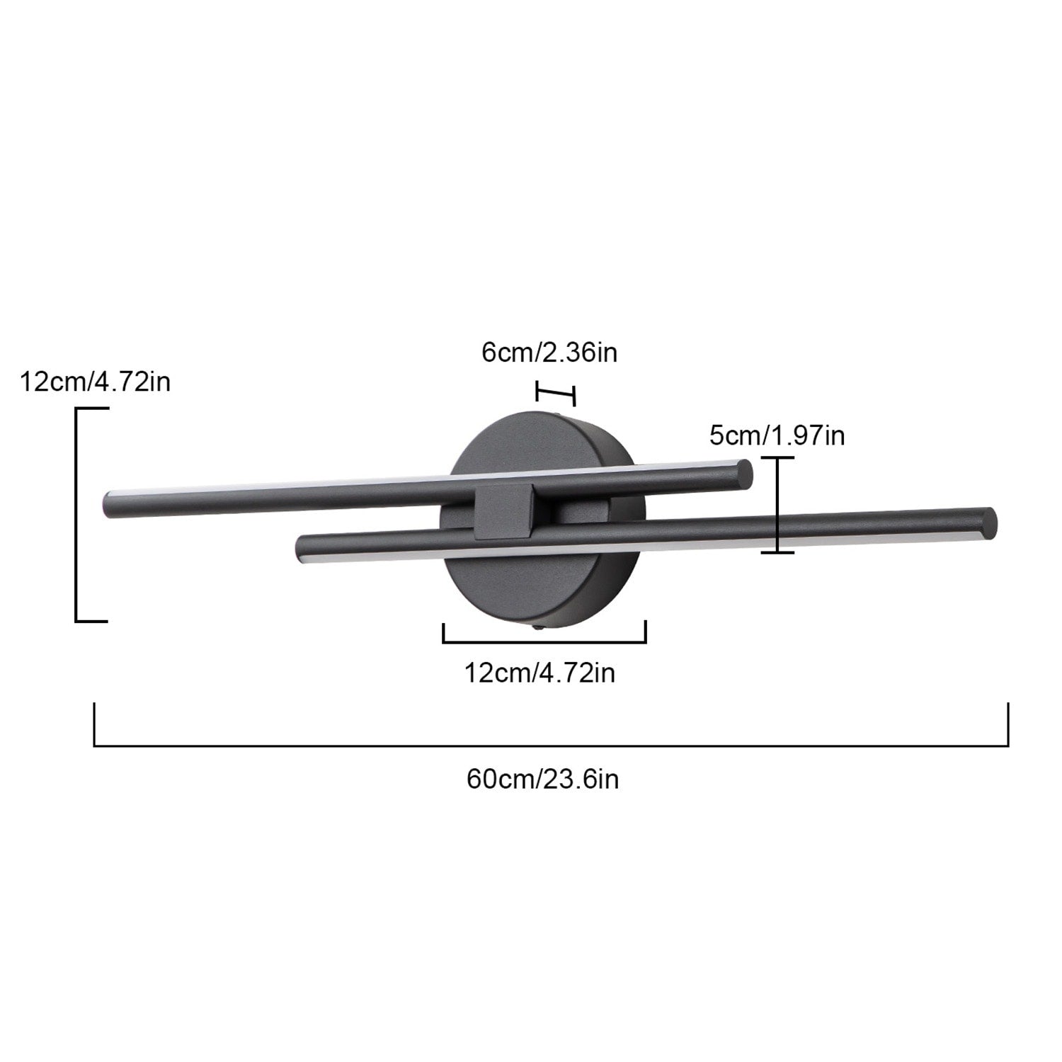 Minimalist 2-Light Dimmable LED Vanity Light Linear Metal Wall Sconce