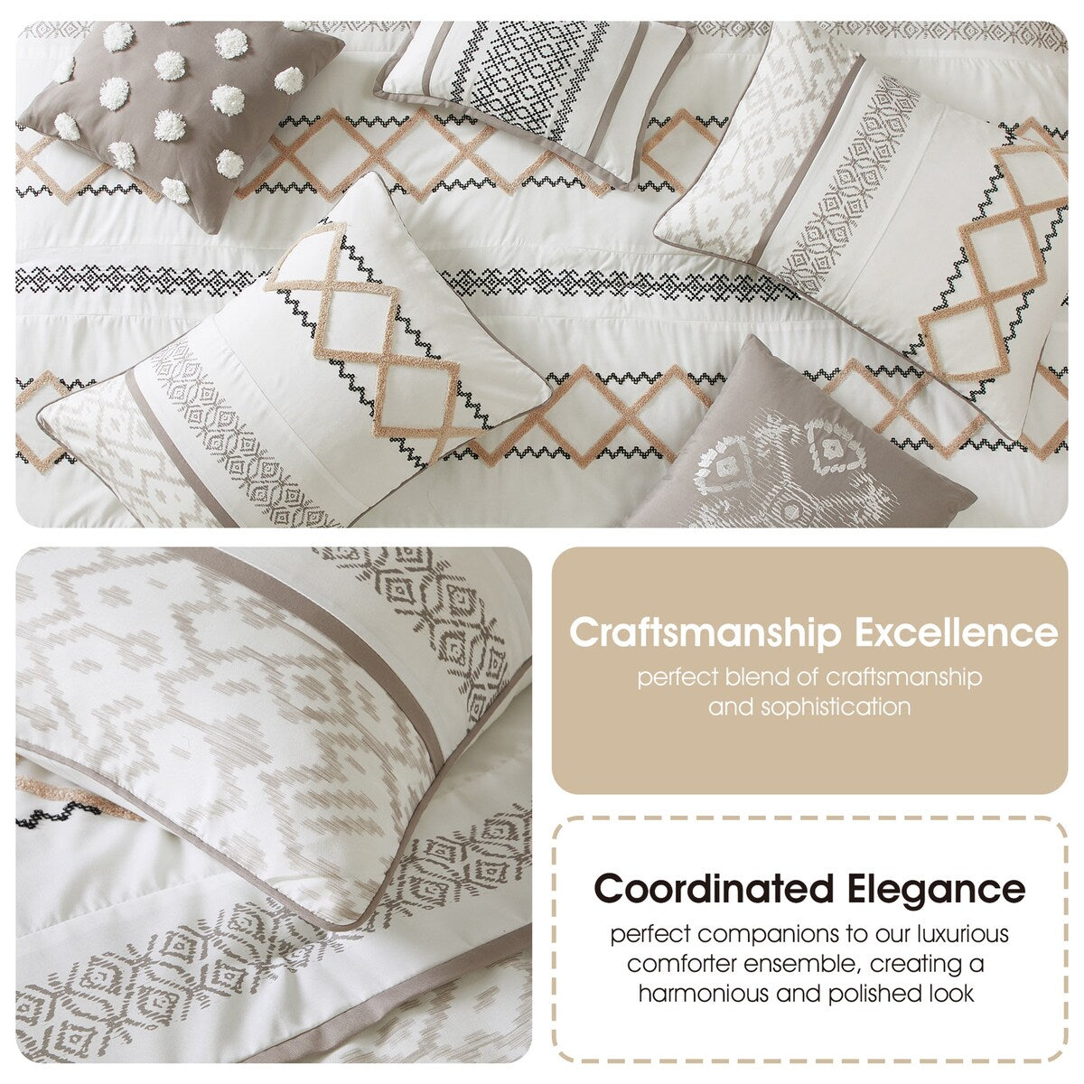 Ensemble de couette brodée bohème Nanshing Trina 15 pièces