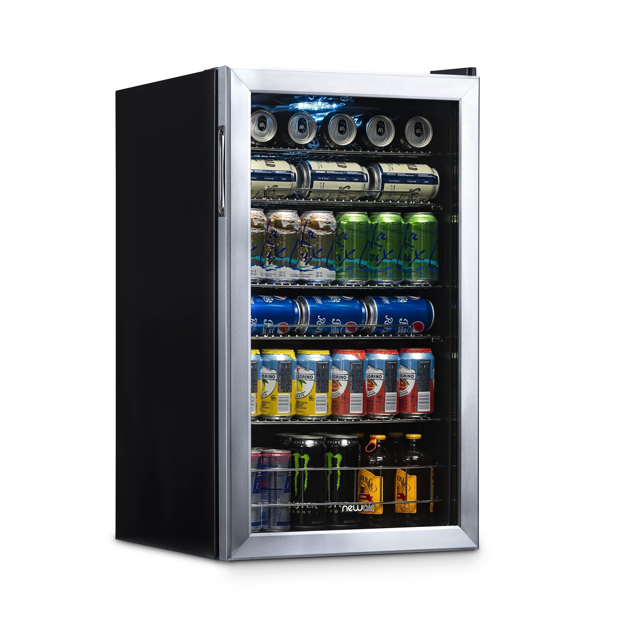 Réfrigérateur à boissons Newair d'une capacité de 126 canettes, mini-réfrigérateur avec porte vitrée et étagères réglables, en acier inoxydable