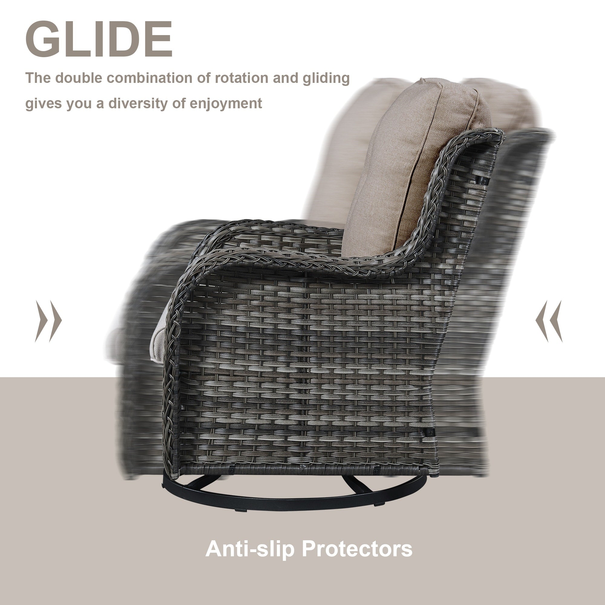 Chaises à bascule d'extérieur en osier Gymojoy avec base pivotante (lot de 2)