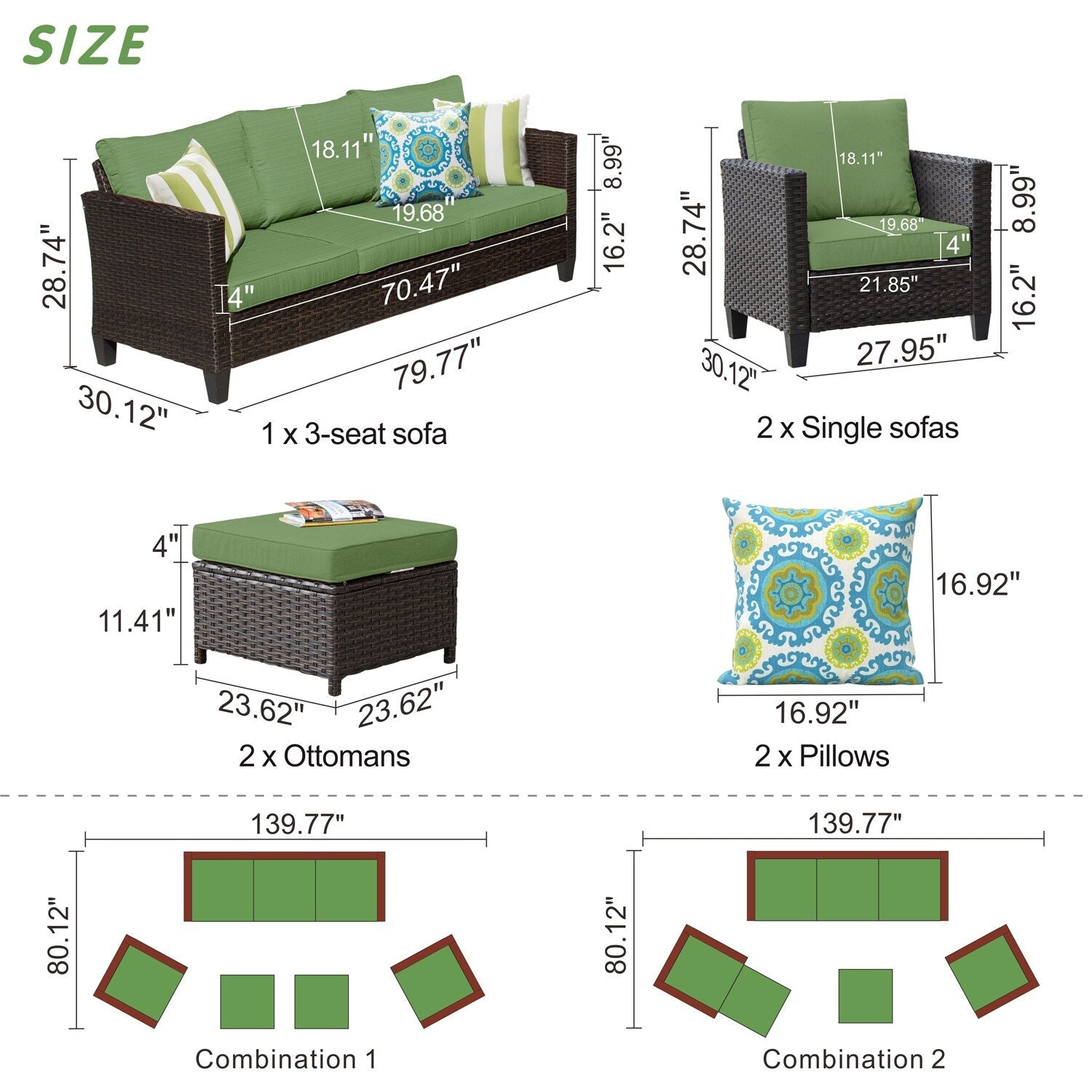 Ensemble de 5 sièges de jardin à dossier haut en osier OVIOS