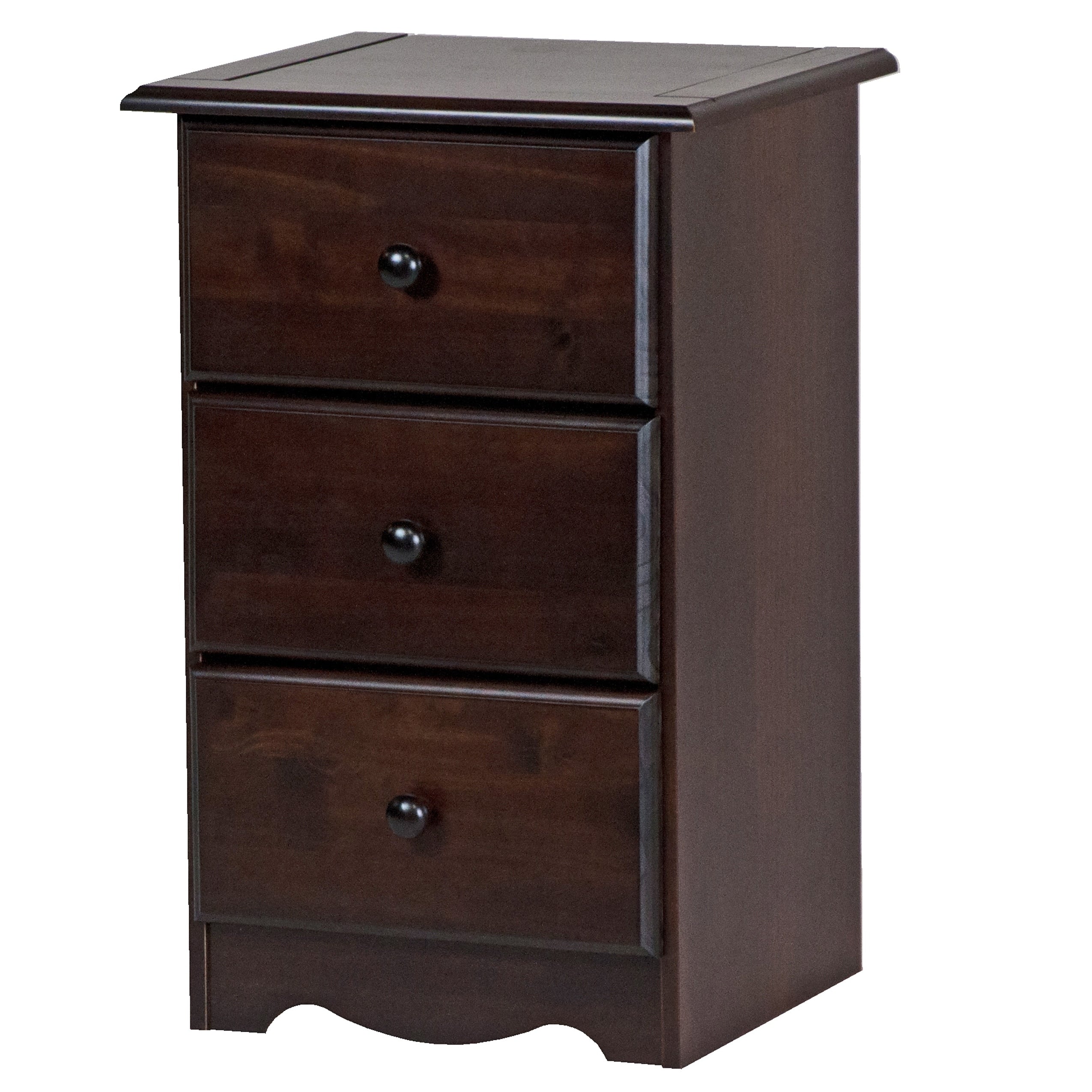 Table de chevet 3 tiroirs 100 % bois massif de Palace Imports avec boutons en métal ou en bois