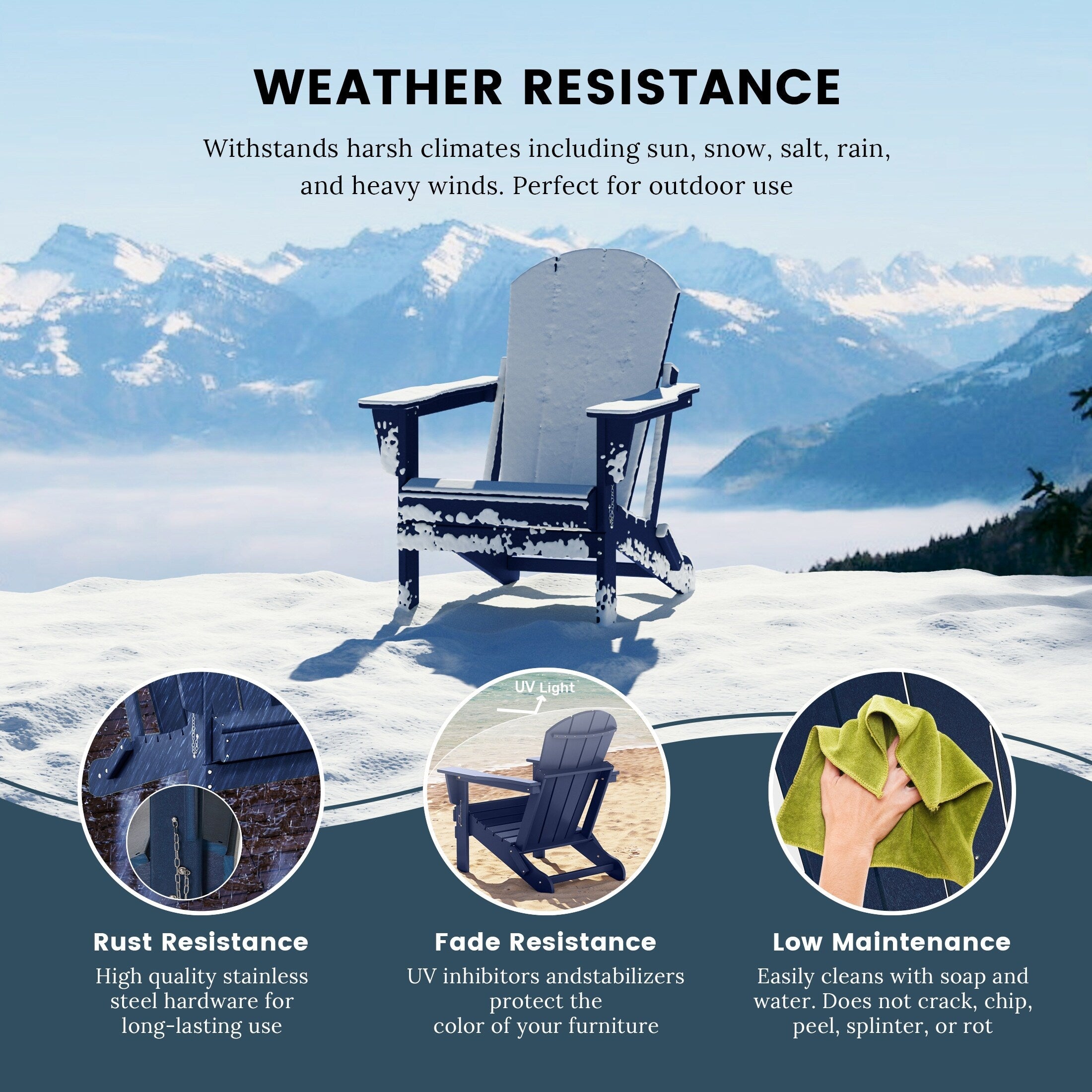 Chaises pliantes Adirondack Polytrends Laguna résistantes aux intempéries (lot de 2)