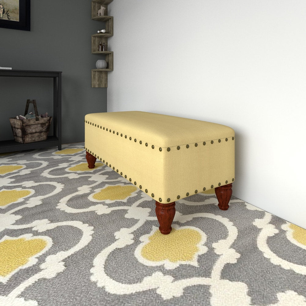 Banc de rangement rembourré Copper Grove Muscari avec bordure cloutée
