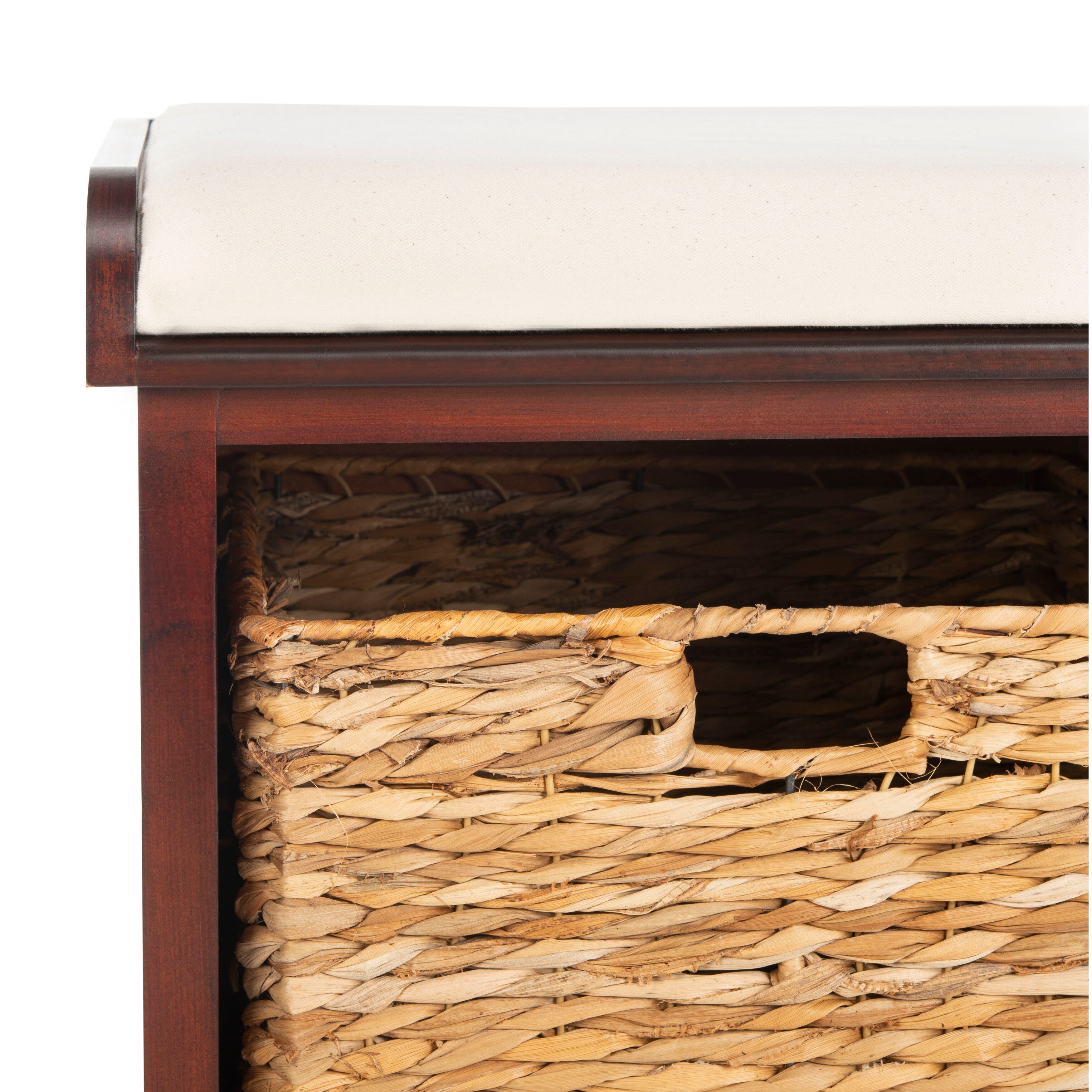 Banc de rangement tressé marron Euphemia de SAFAVIEH - 33,5 x 16,1 x 19,9 - 34 L x 16 P x 20 H