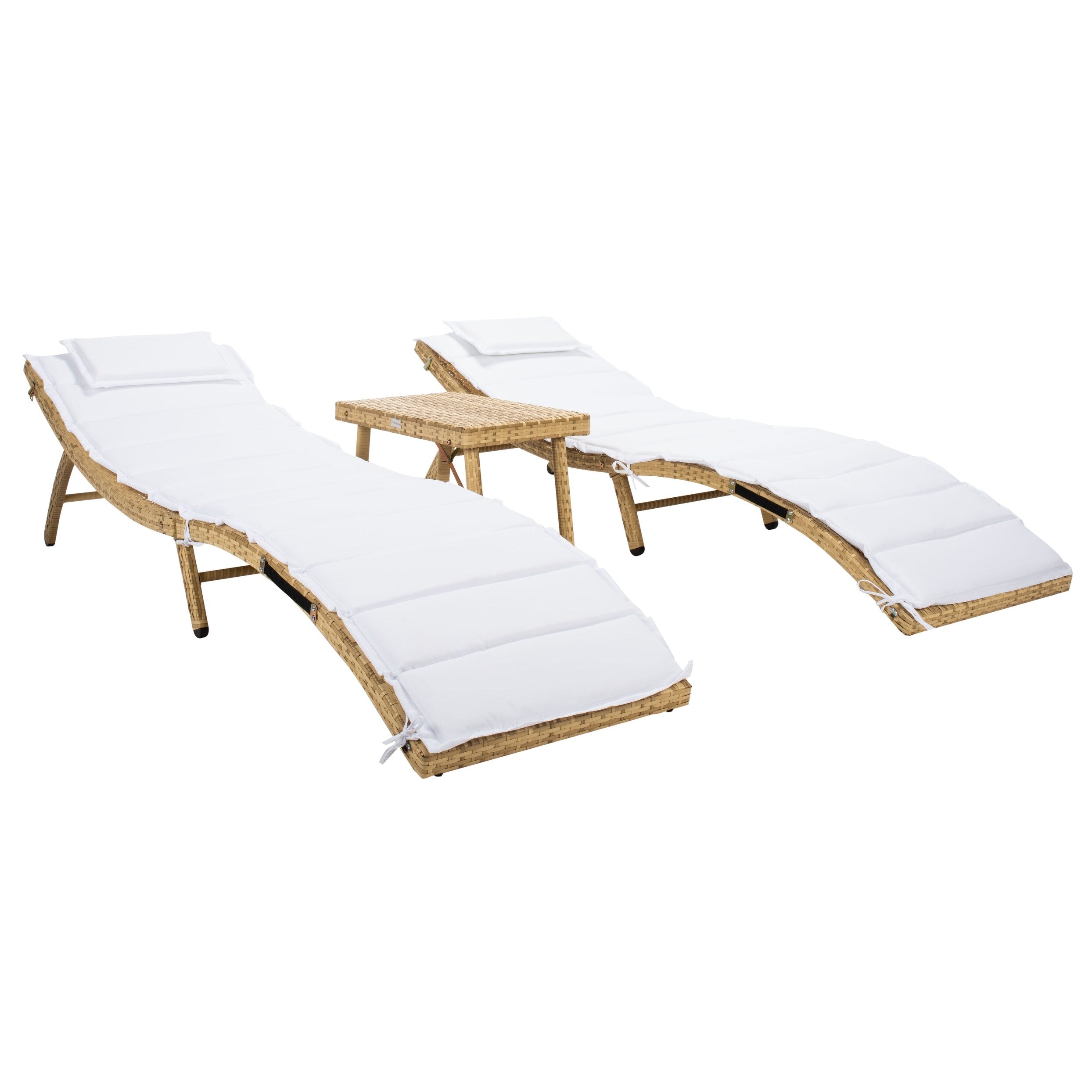 Ensemble de chaises longues d'extérieur Blaguna 3 pièces SAFAVIEH - 83 L x 20 P x 24 H