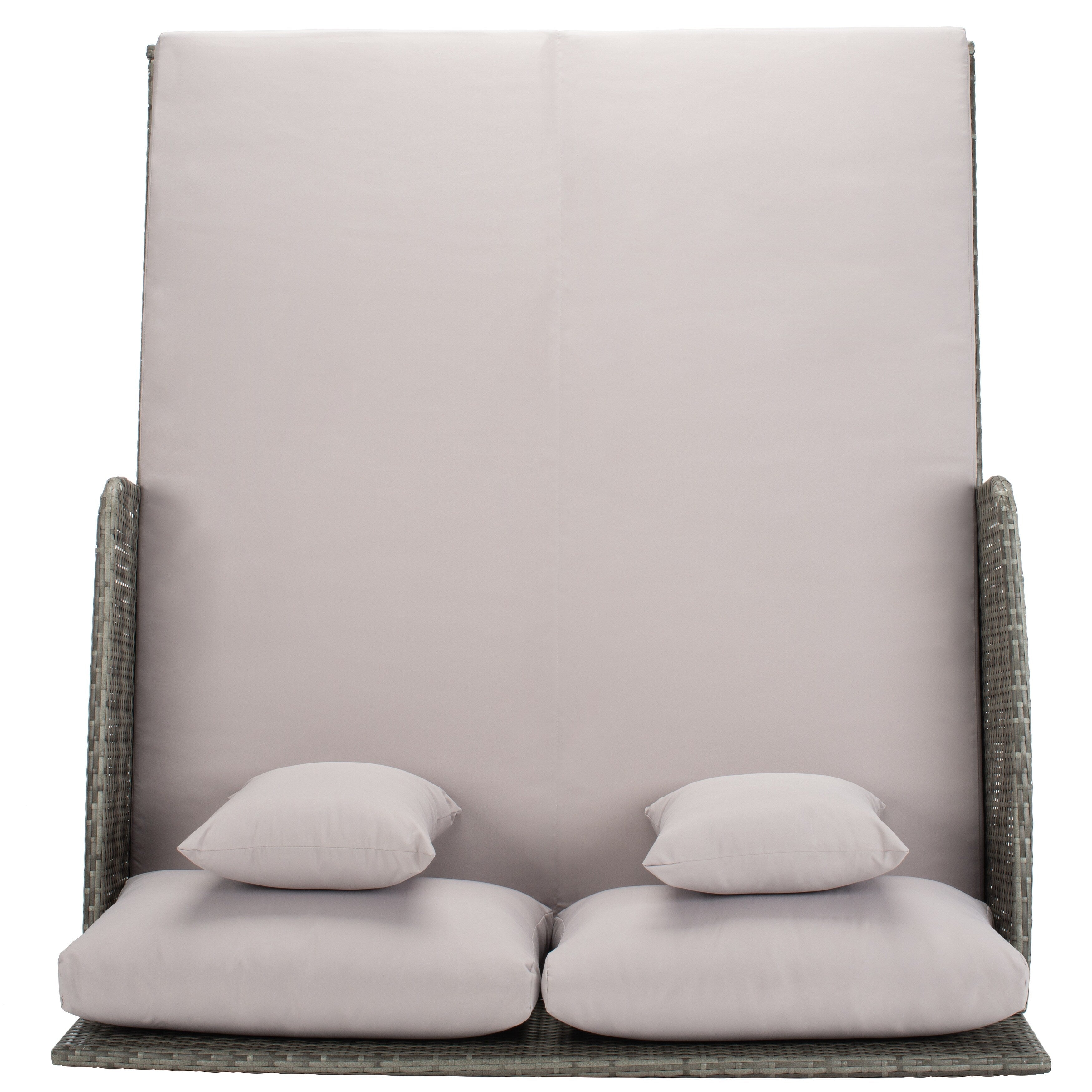 Lit de repos d'extérieur SAFAVIEH Taniyah en osier avec oreiller et coussins - 53 L x 28 P x 62 H