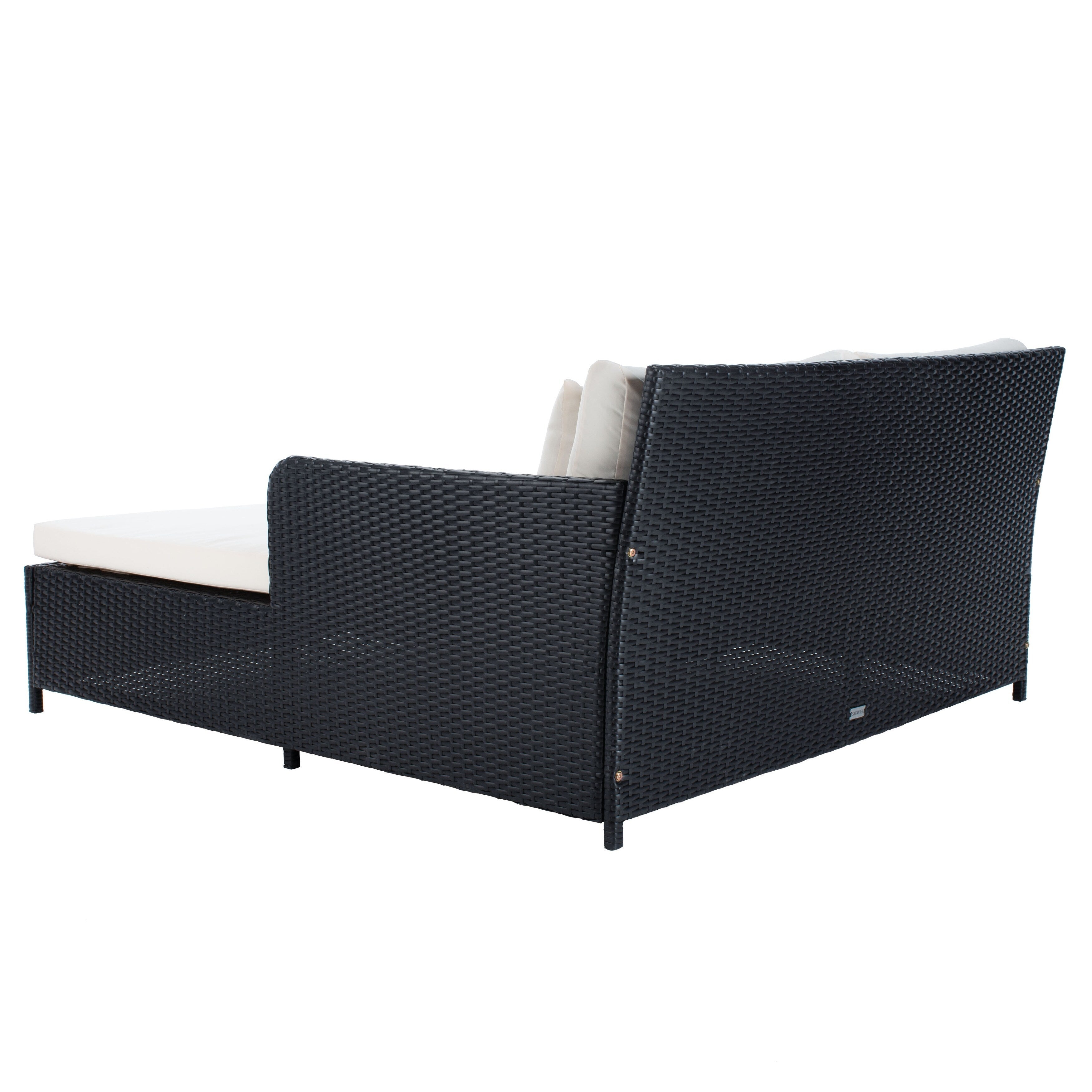 Lit de repos d'extérieur SAFAVIEH Taniyah en osier avec oreiller et coussins - 53 L x 28 P x 62 H