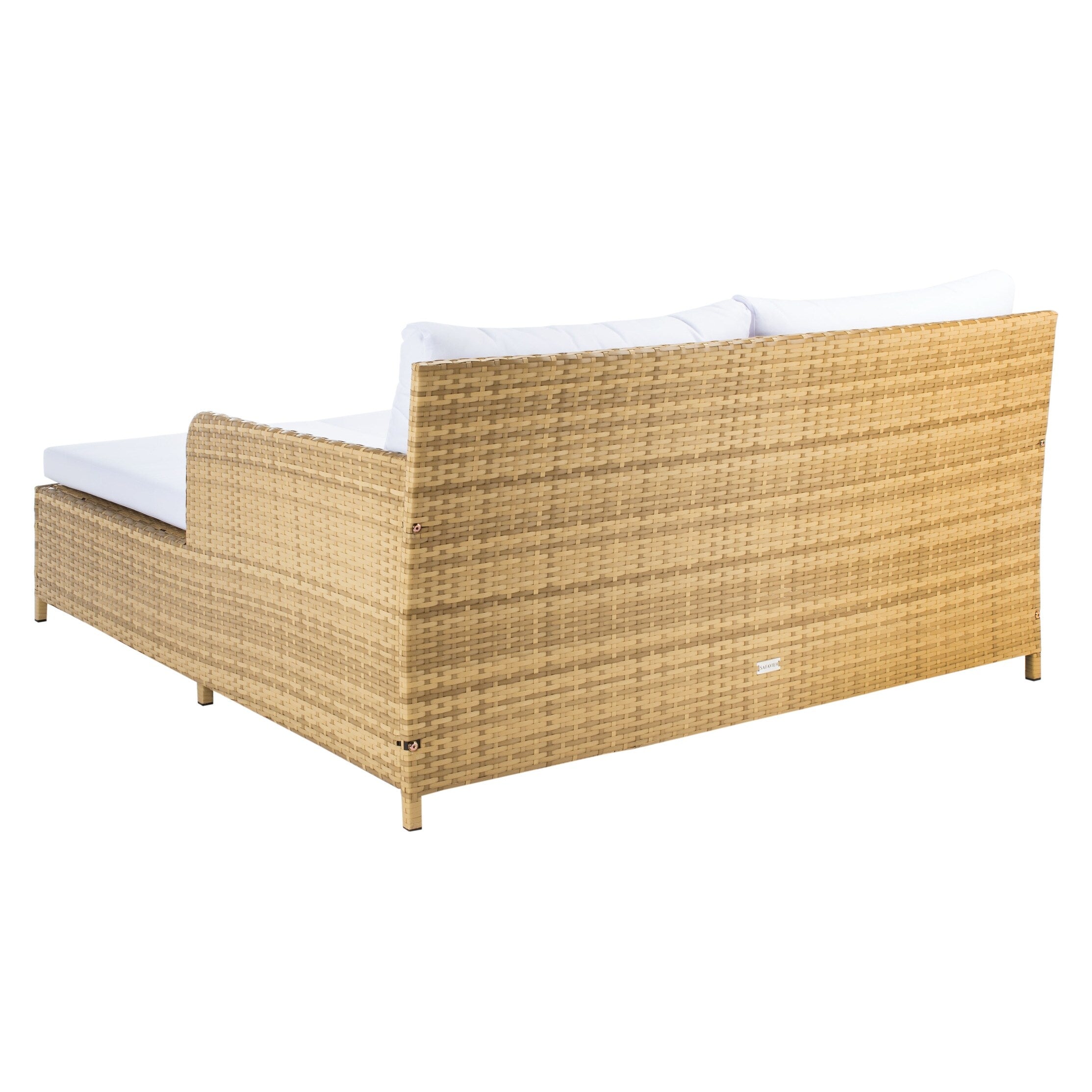 Lit de repos d'extérieur SAFAVIEH Taniyah en osier avec oreiller et coussins - 53 L x 28 P x 62 H