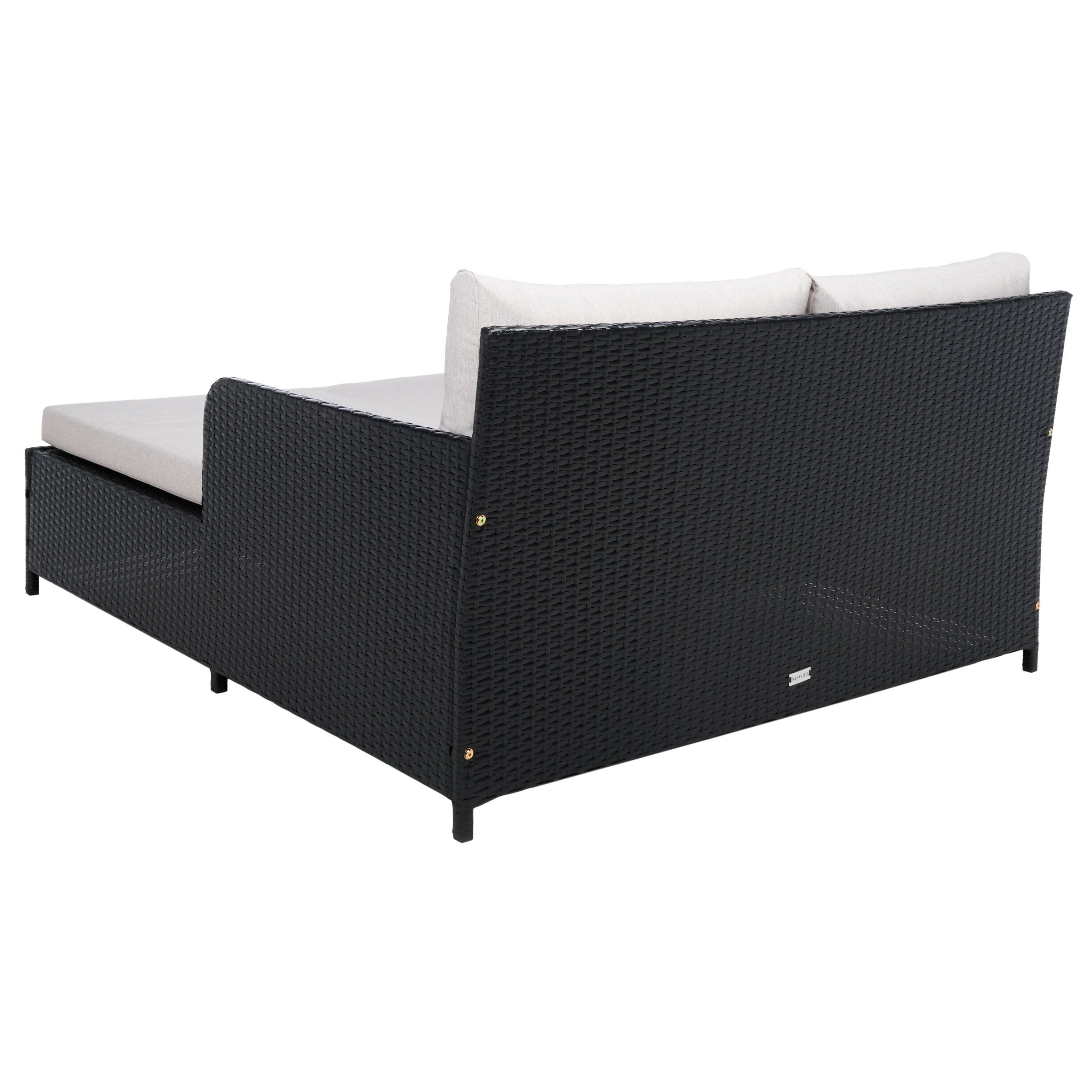 Lit de repos d'extérieur SAFAVIEH Taniyah en osier avec oreiller et coussins - 53 L x 28 P x 62 H