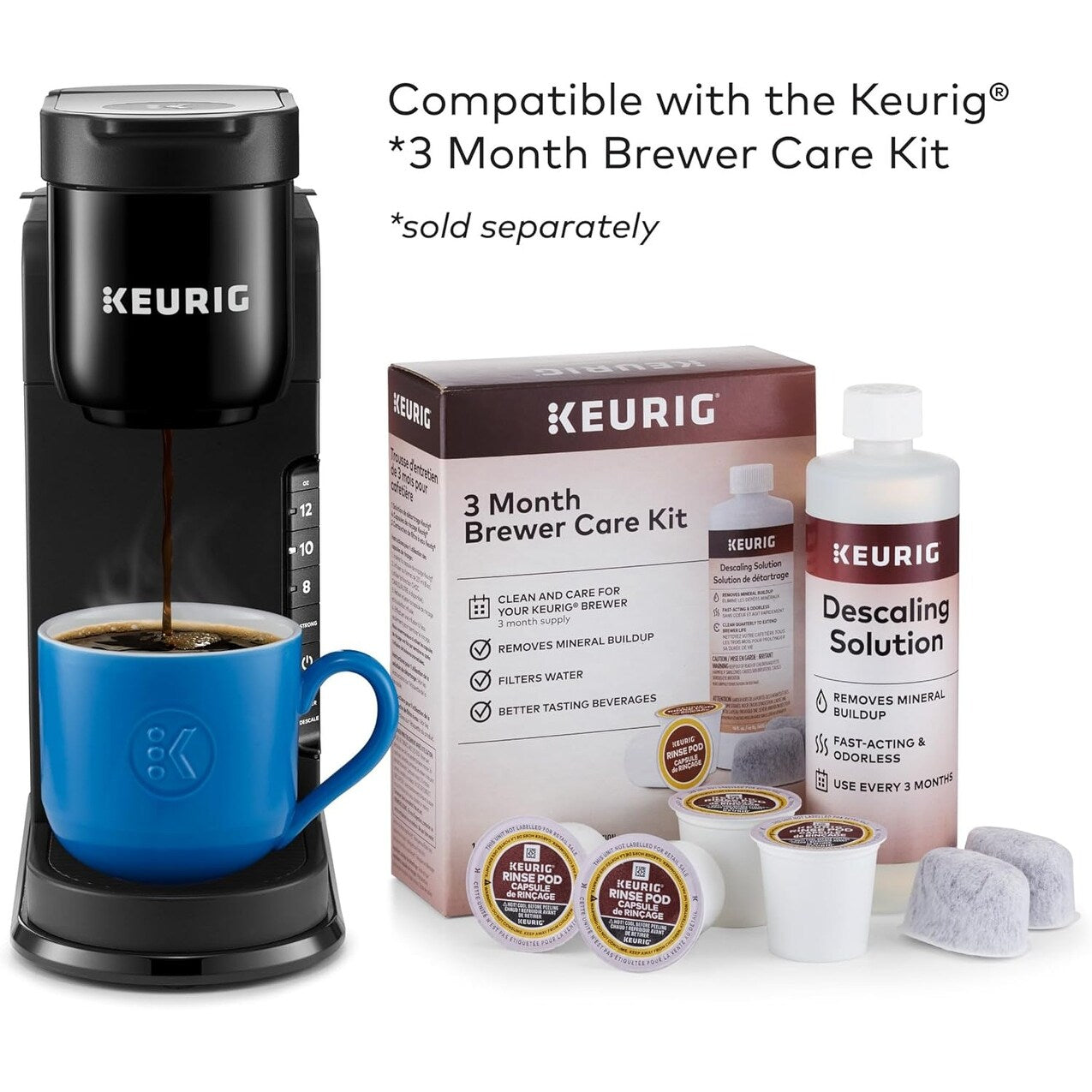 Cafetière K-Cup à dose unique, 3 tailles d'infusion, infusion forte, réservoir de 1,27 l, noir
