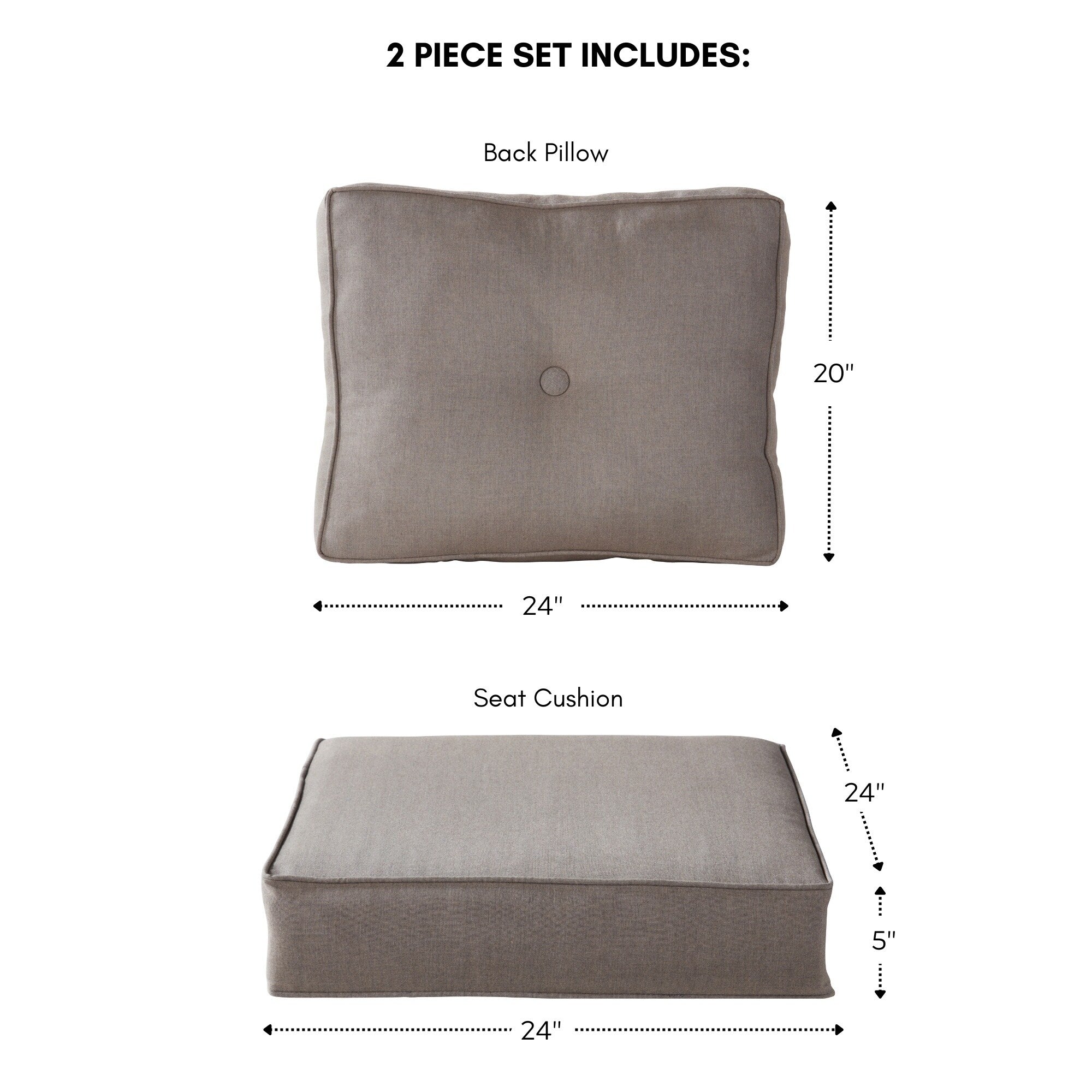 Ensemble de coussins d'extérieur à siège profond Sunbrella de qualité supérieure, 2 pièces