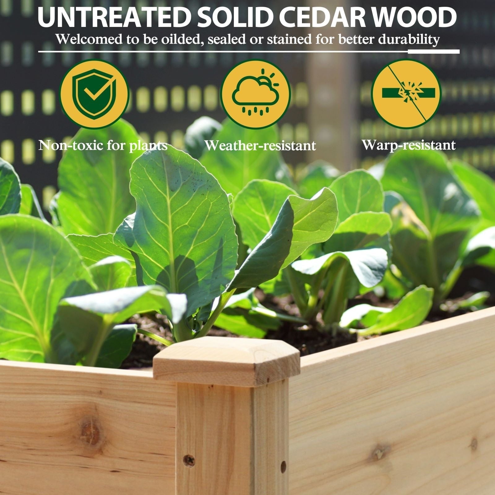 VEIKOUS Wood Raised Garden Bed Elevated Planter Box with Drainage Holes - 46.8''W x 22.4''D x 30.3''H
