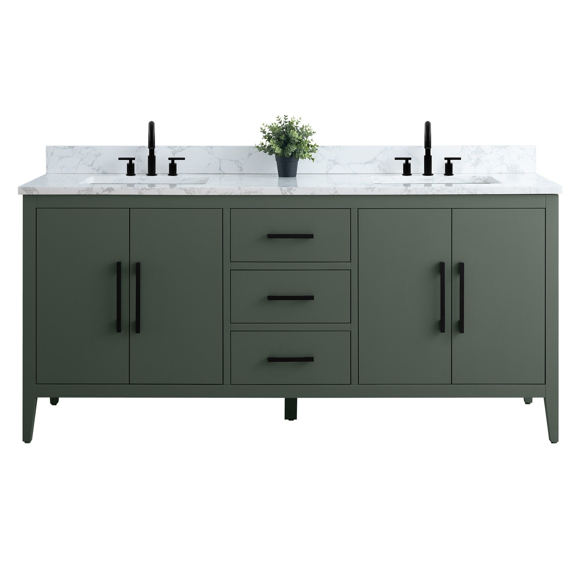 Meuble-lavabo double vasque Vanity Art 72 avec plateau en marbre reconstitué
