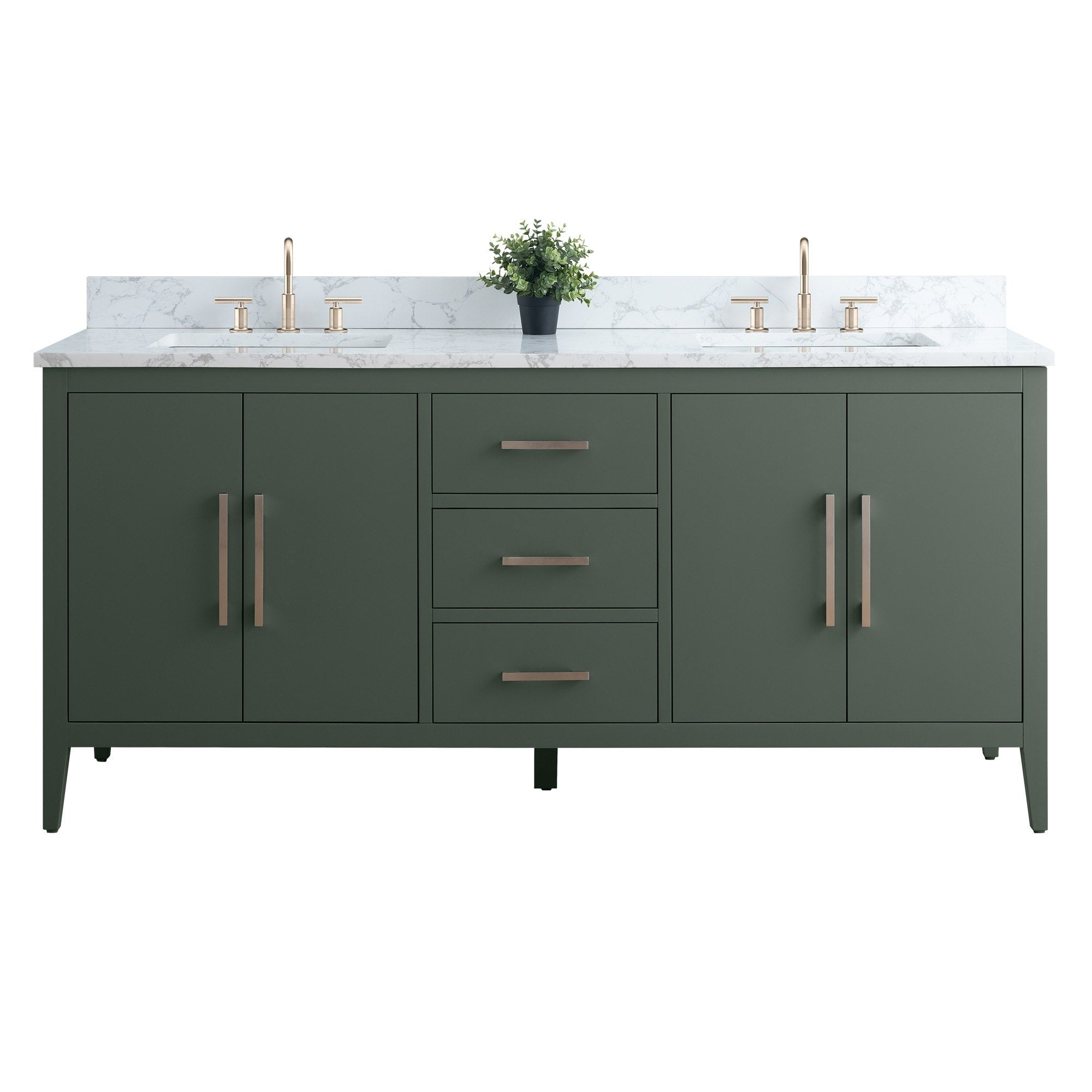 Meuble-lavabo double vasque Vanity Art 72 avec plateau en marbre reconstitué