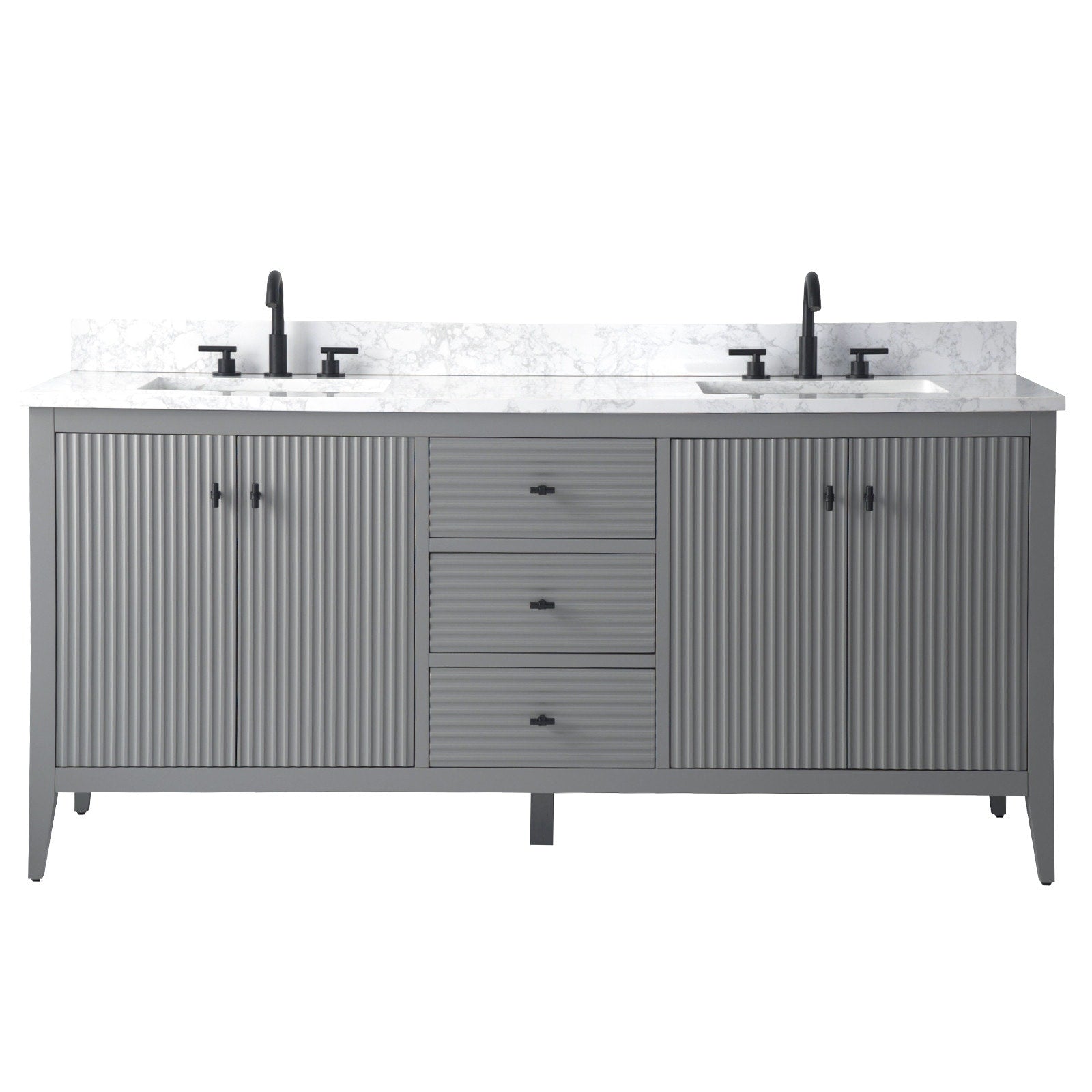 Meuble-lavabo double vasque Vanity Art 72 avec plateau en marbre reconstitué