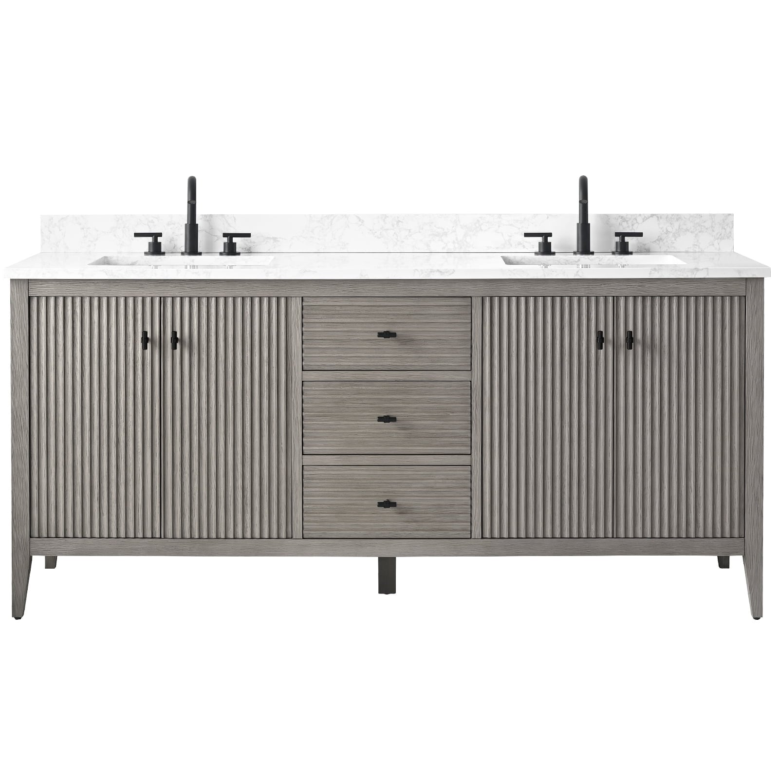 Meuble-lavabo double vasque Vanity Art 72 avec plateau en marbre reconstitué