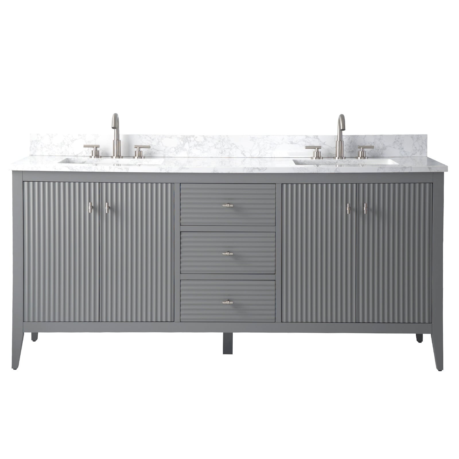 Meuble-lavabo double vasque Vanity Art 72 avec plateau en marbre reconstitué