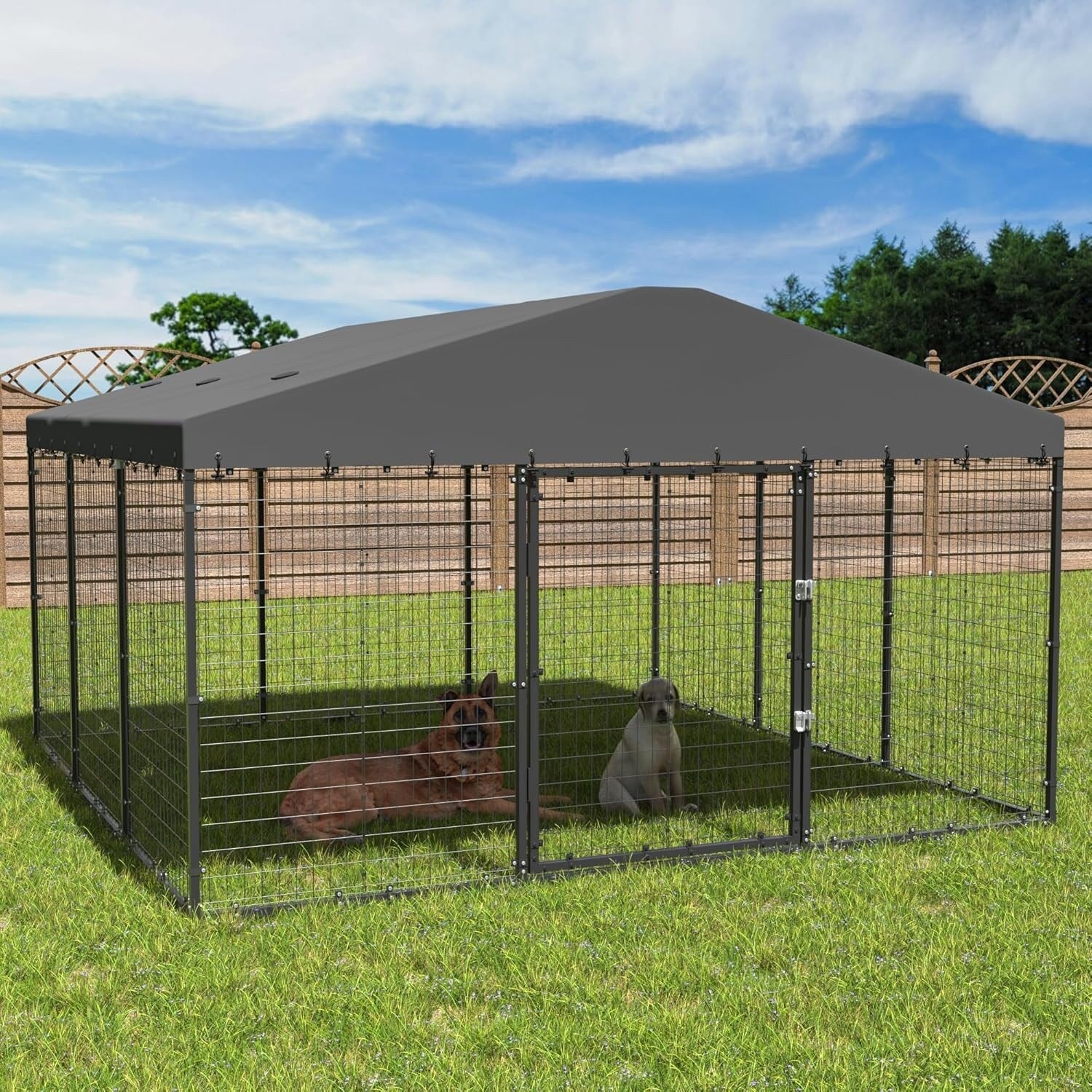 Grande niche d'extérieur pour chien (l 118 x P 118 x H 70), cage robuste avec toit étanche.