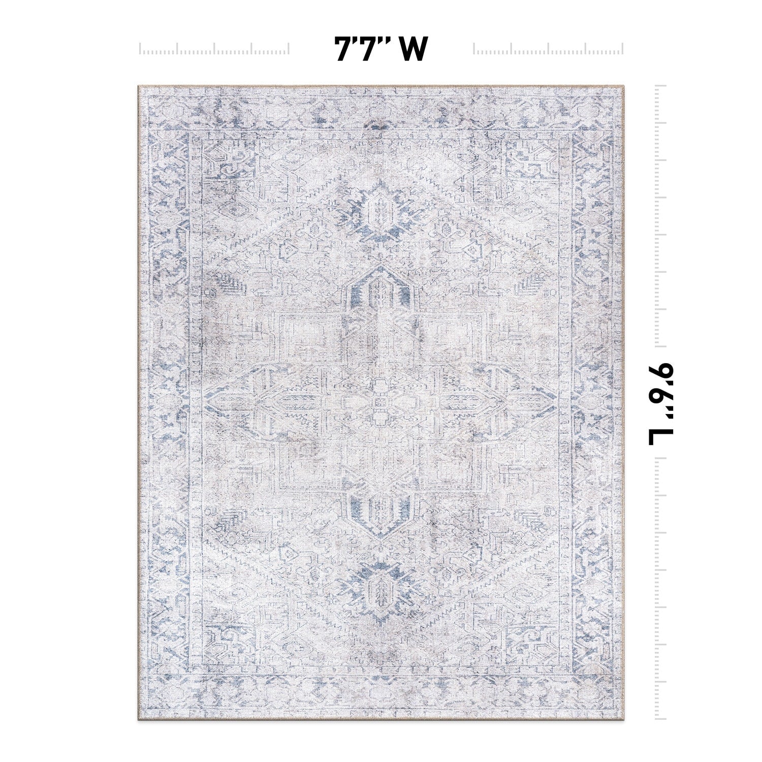 World Rug Gallery Vintage Boho Medallion Machine Washable Non Slip Area Rug