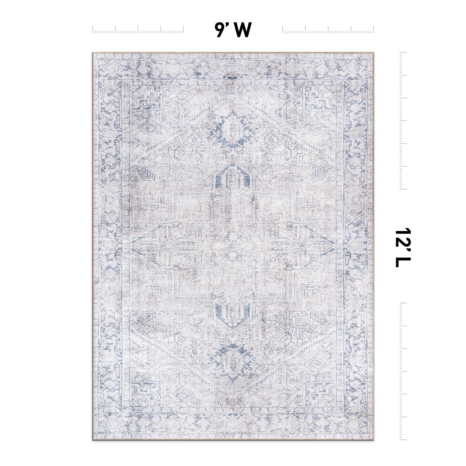 World Rug Gallery Vintage Boho Medallion Machine Washable Non Slip Area Rug